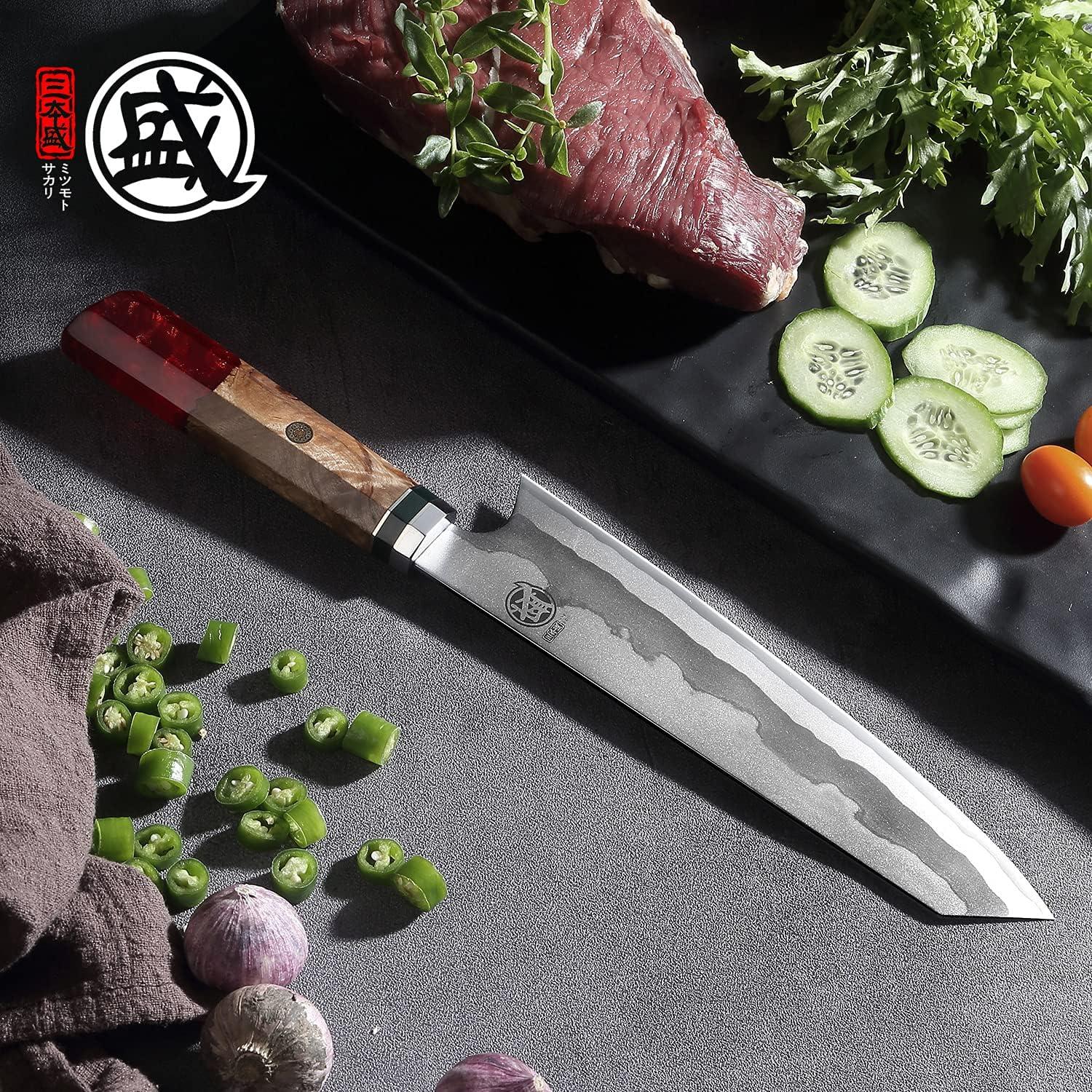 Cuchillo Kiritsuke Japonés MITSUMOTO SAKARI 20.3 cm Damasco 440C