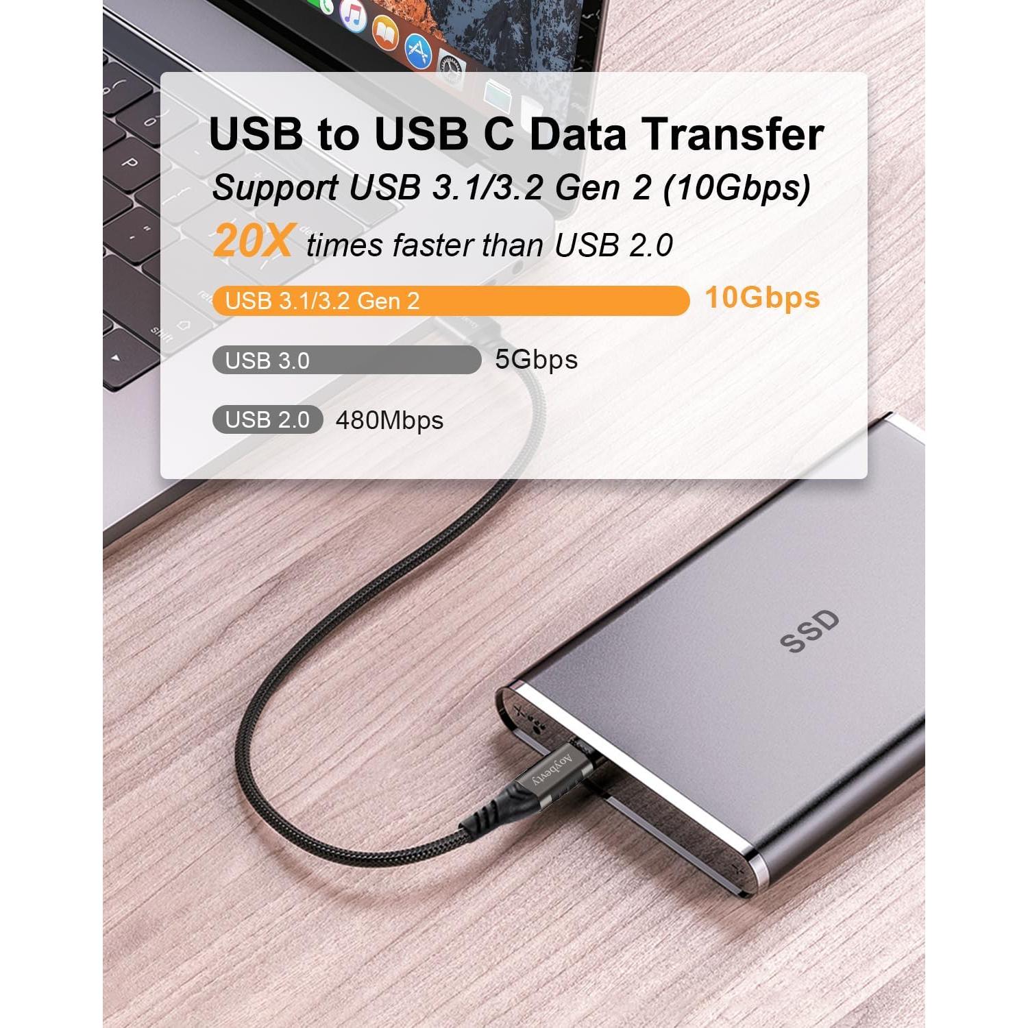 Cable USB A a USB C 0.5m 2 Paquete Aoybevty 60W 10Gbps