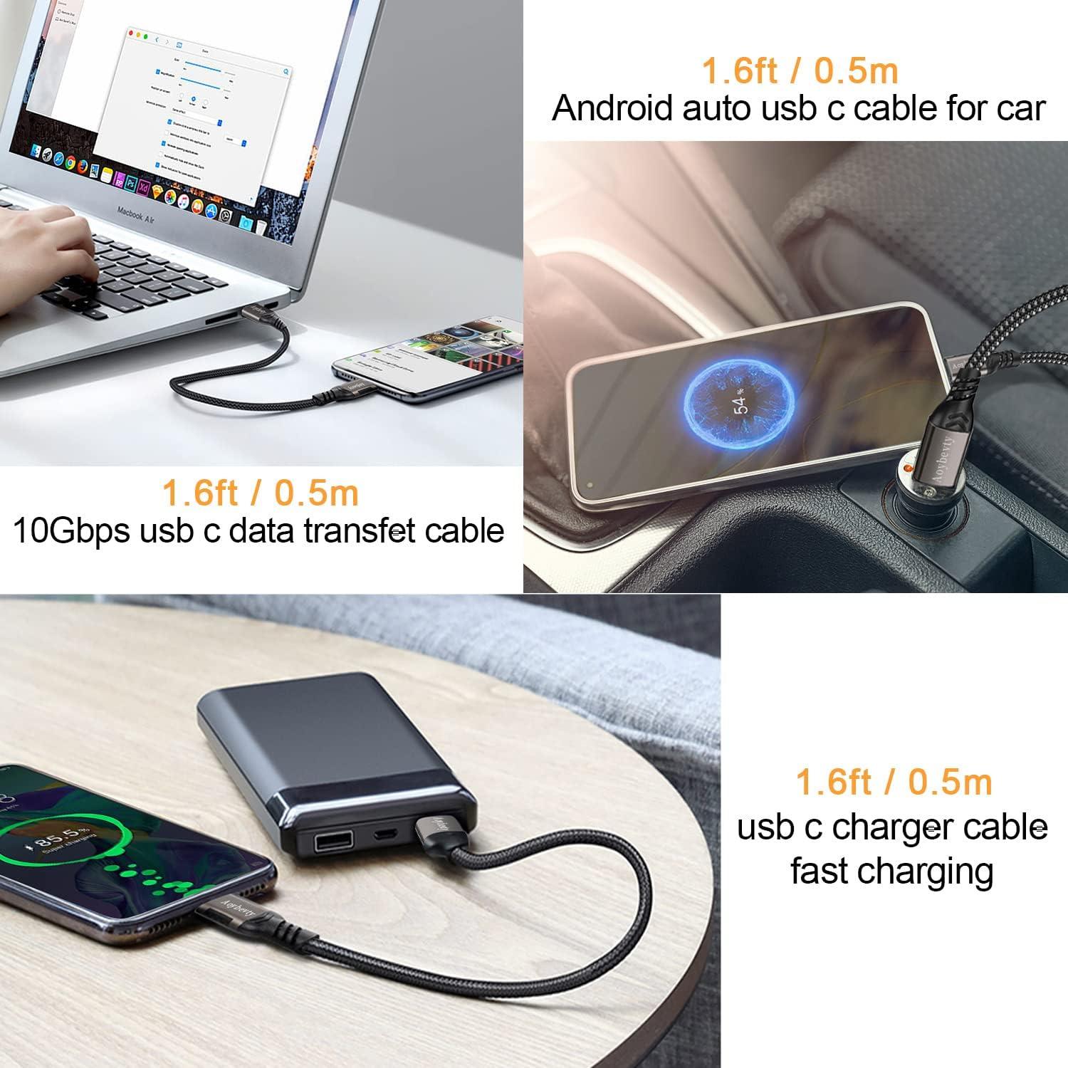 Cable USB A a USB C 0.5m 2 Paquete Aoybevty 60W 10Gbps