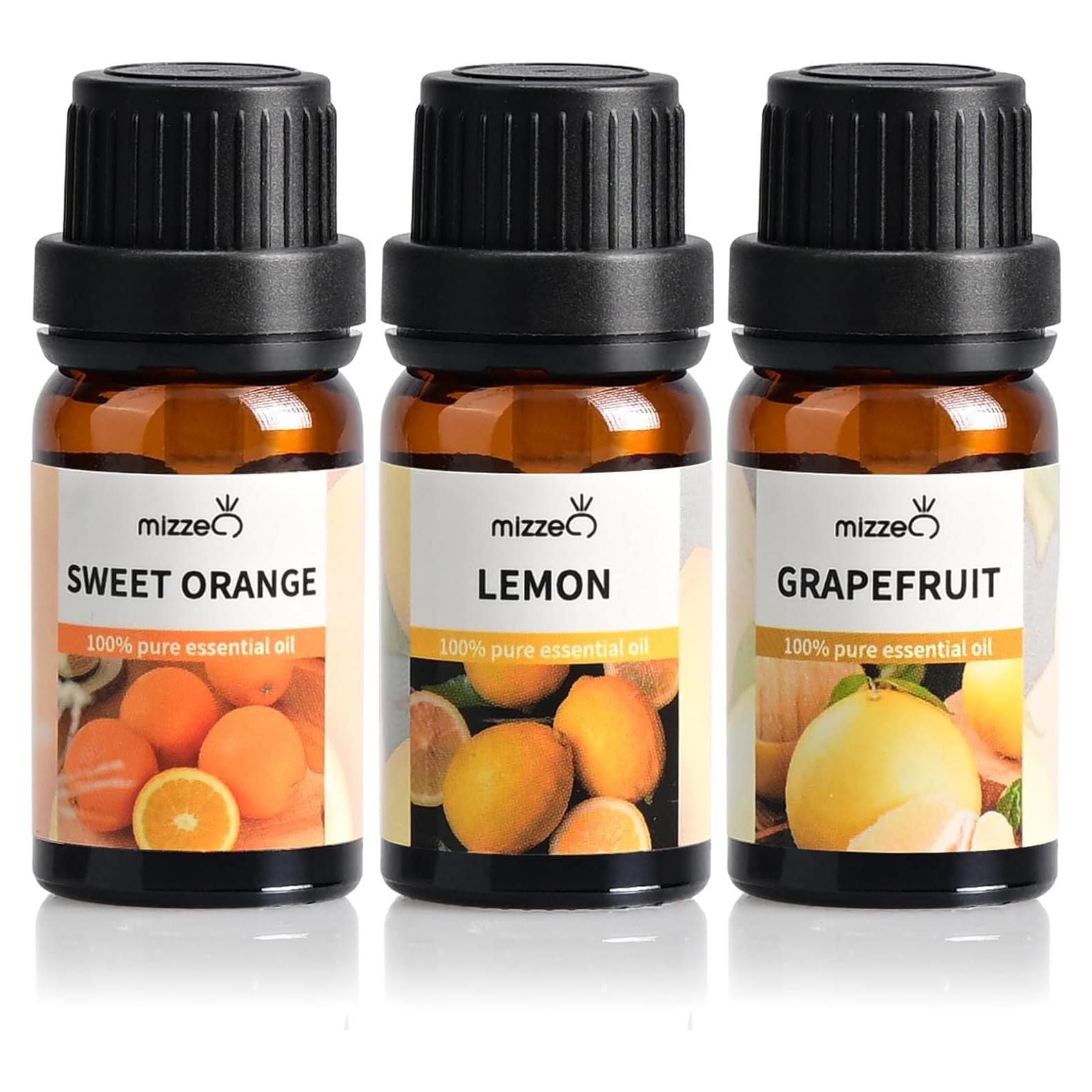 Juego de Aceites Esenciales Frutales Mizzeo 3x10ml - Naranja, Limón, Pomelo