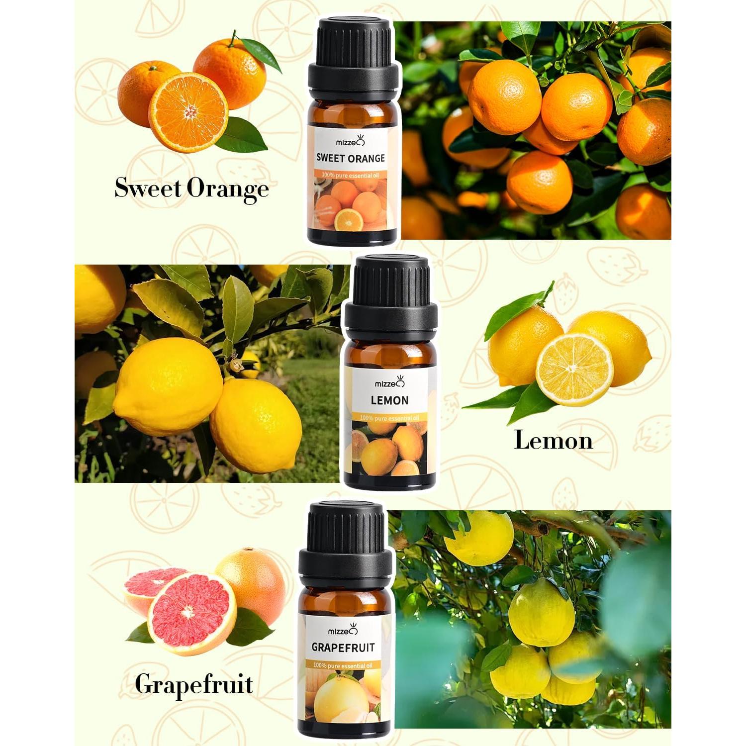 Juego de Aceites Esenciales Frutales Mizzeo 3x10ml - Naranja, Limón, Pomelo