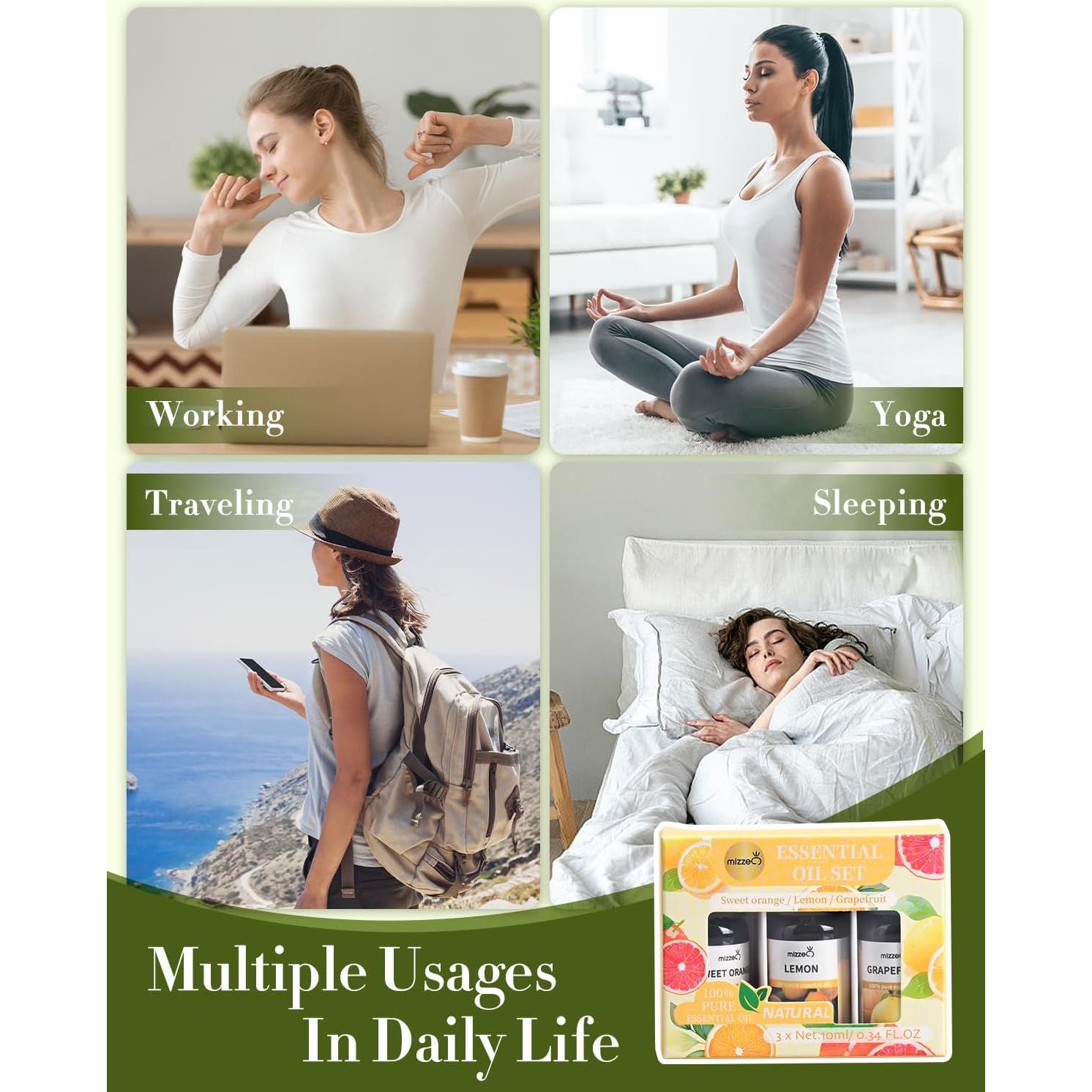 Juego de Aceites Esenciales Frutales Mizzeo 3x10ml - Naranja, Limón, Pomelo