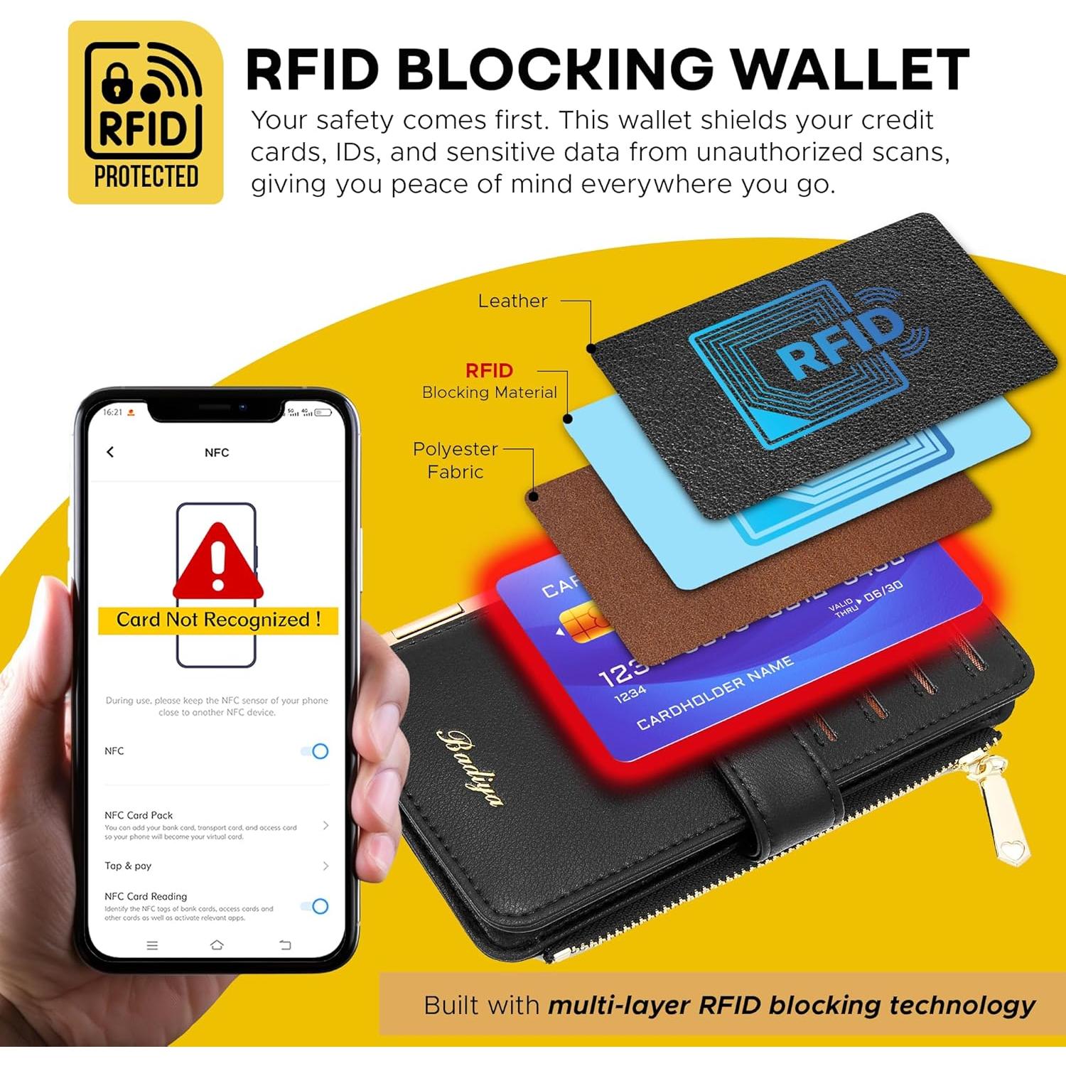 Tarjetero Badiya para Mujeres con Bloqueo RFID - Cartera Slim Bifold