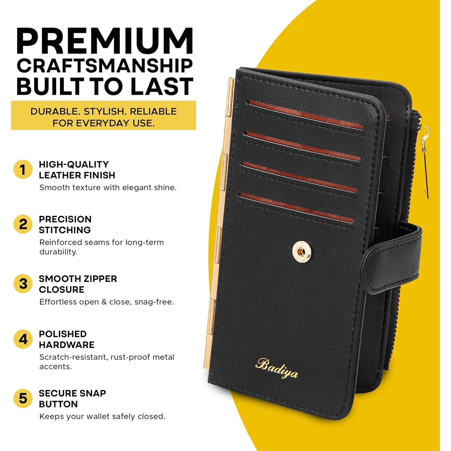 Tarjetero Badiya para Mujeres con Bloqueo RFID - Cartera Slim Bifold