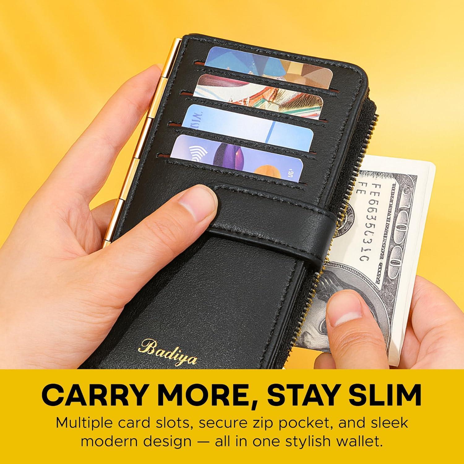 Tarjetero Badiya para Mujeres con Bloqueo RFID - Cartera Slim Bifold