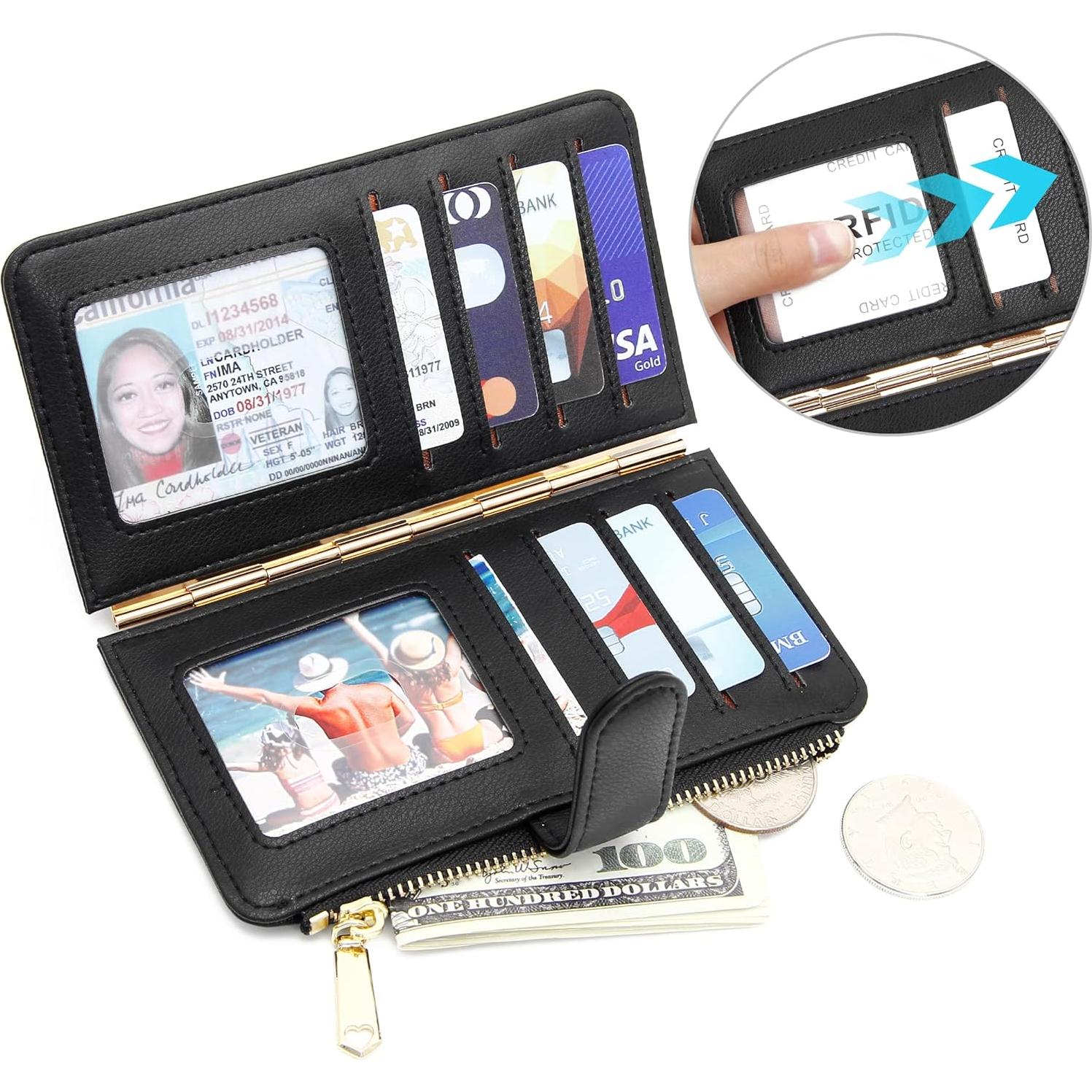 Tarjetero Badiya para Mujeres con Bloqueo RFID - Cartera Slim Bifold