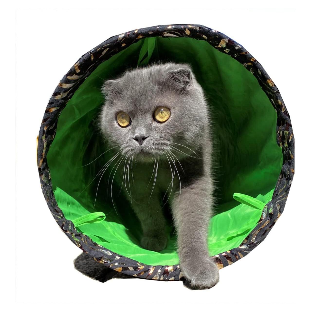 Túnel Plegable para Gatos HDP 127 cm con Juguete Cebra