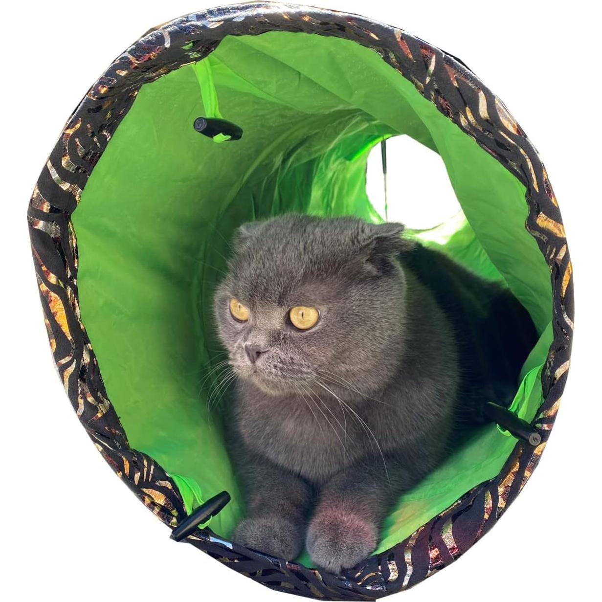 Túnel Plegable para Gatos HDP 127 cm con Juguete Cebra