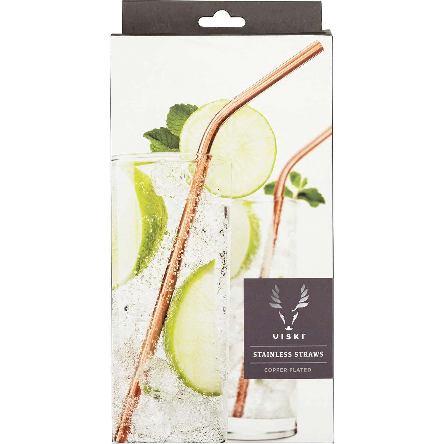 Set de 4 Popotes de Cobre Reutilizables Viski 20.32 cm