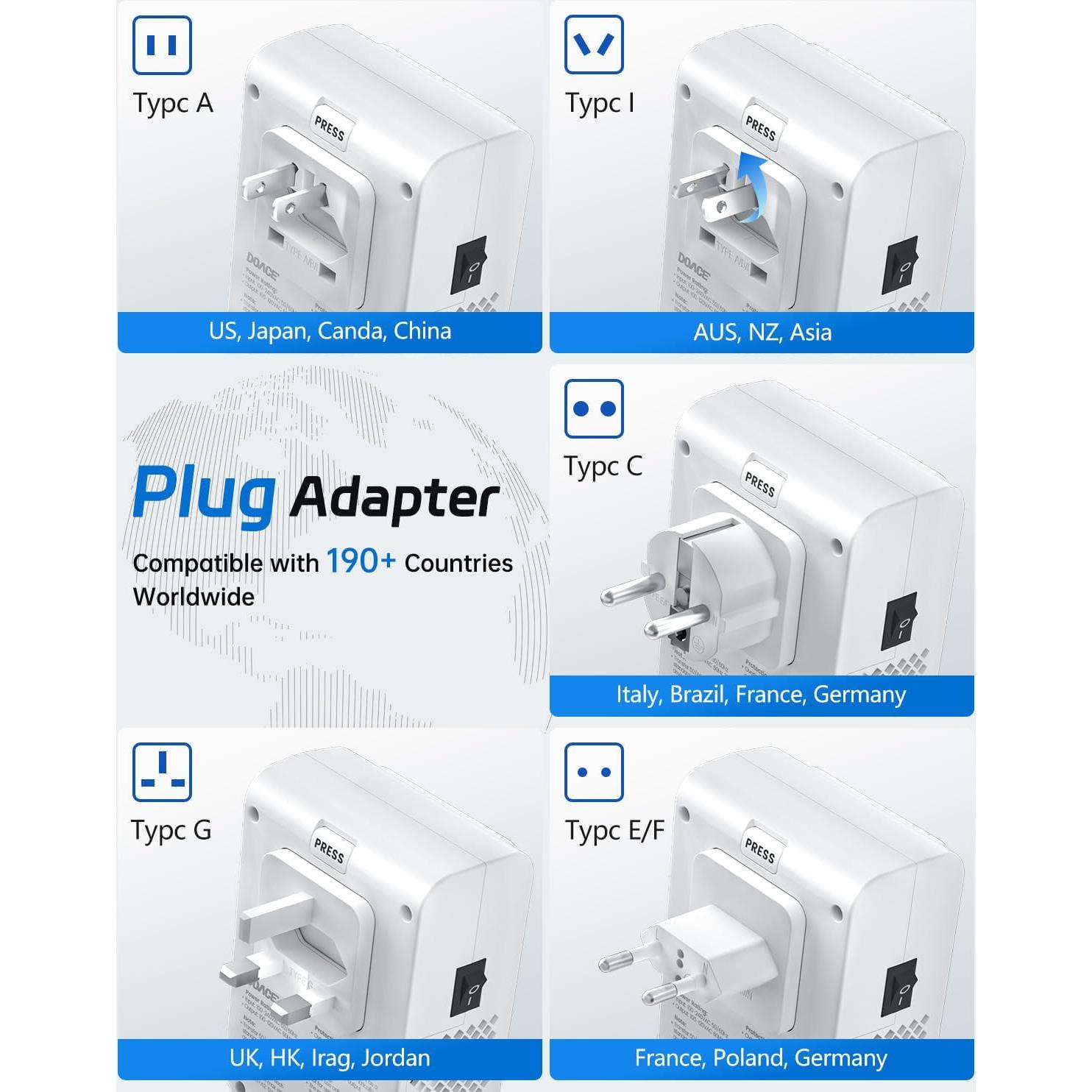 Convertidor de Voltaje DOACE 350W 220V a 110V con USB