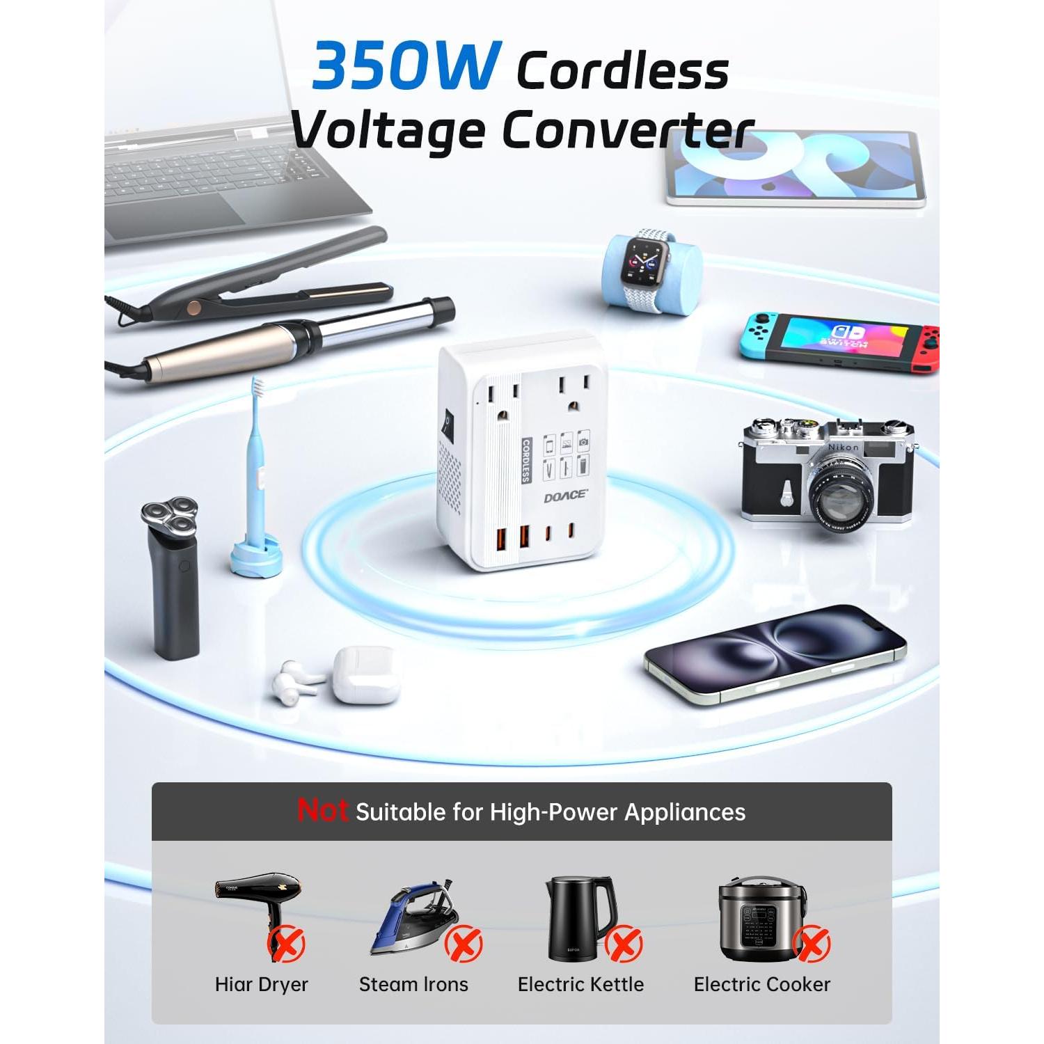 Convertidor de Voltaje DOACE 350W 220V a 110V con USB