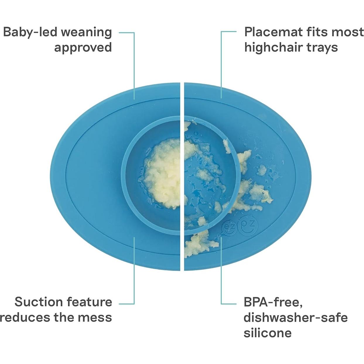 Tazón Pequeño ezpz Azul - 100% Silicona para Bebés - 22.8 cm