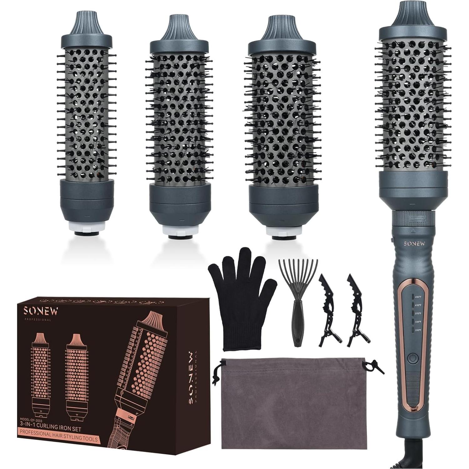 Cepillo Curling Térmico Sonew 3 en 1 - Calentamiento Rápido