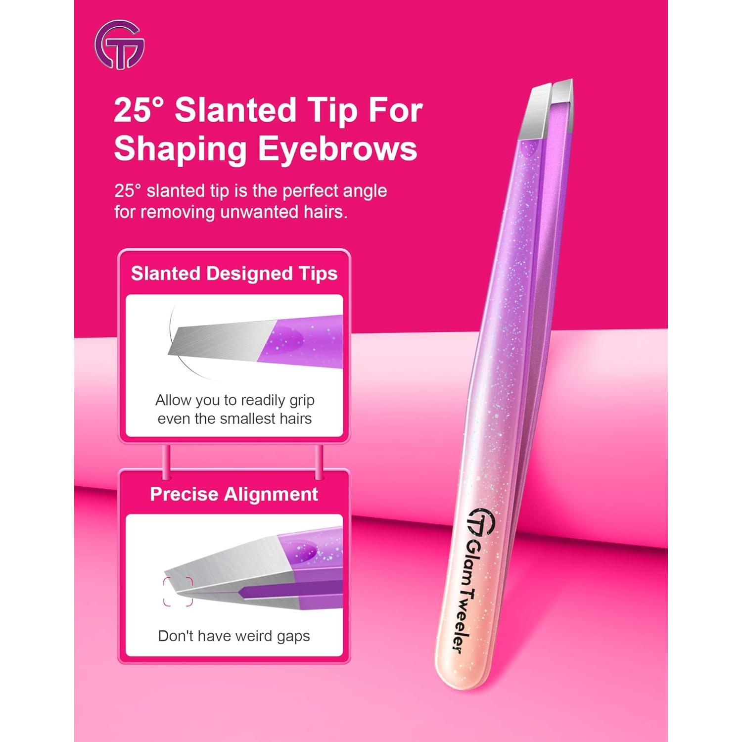 Juego de Pinzas de Precisión GlamTweeler con Estuche - Violeta y Plata