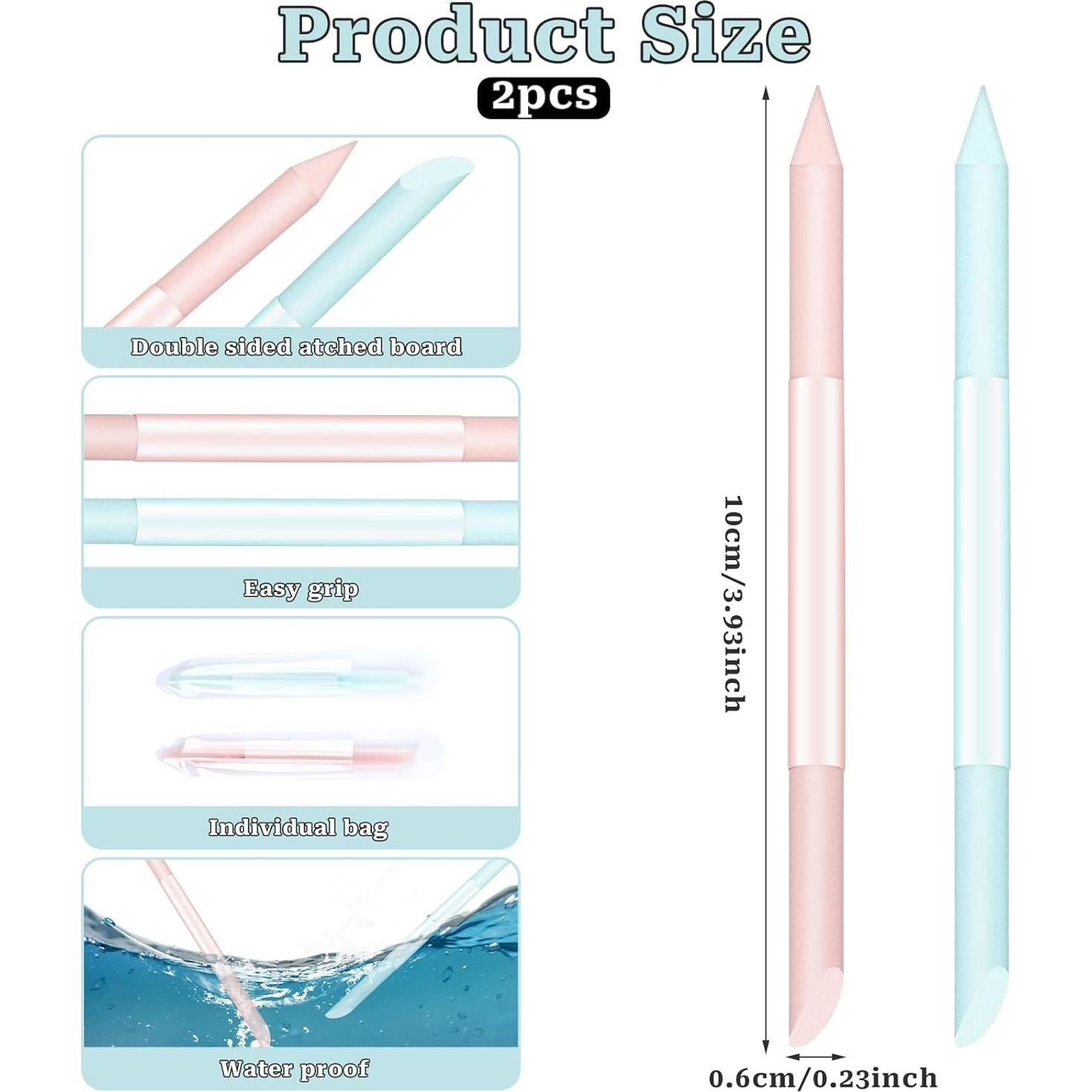 Juego de Empujadores de Cutículas de Vidrio Sliverdew 2 Piezas