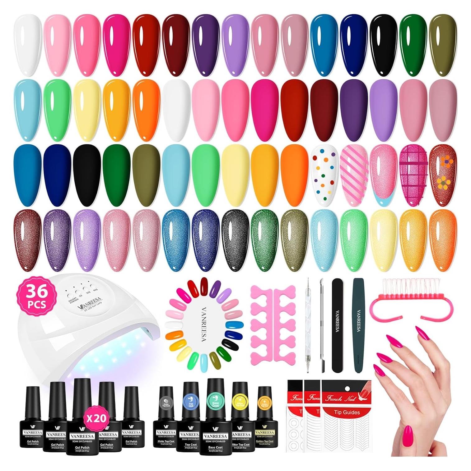 Kit de Esmalte de Uñas en Gel VANREESA 36 Pcs para Principiantes