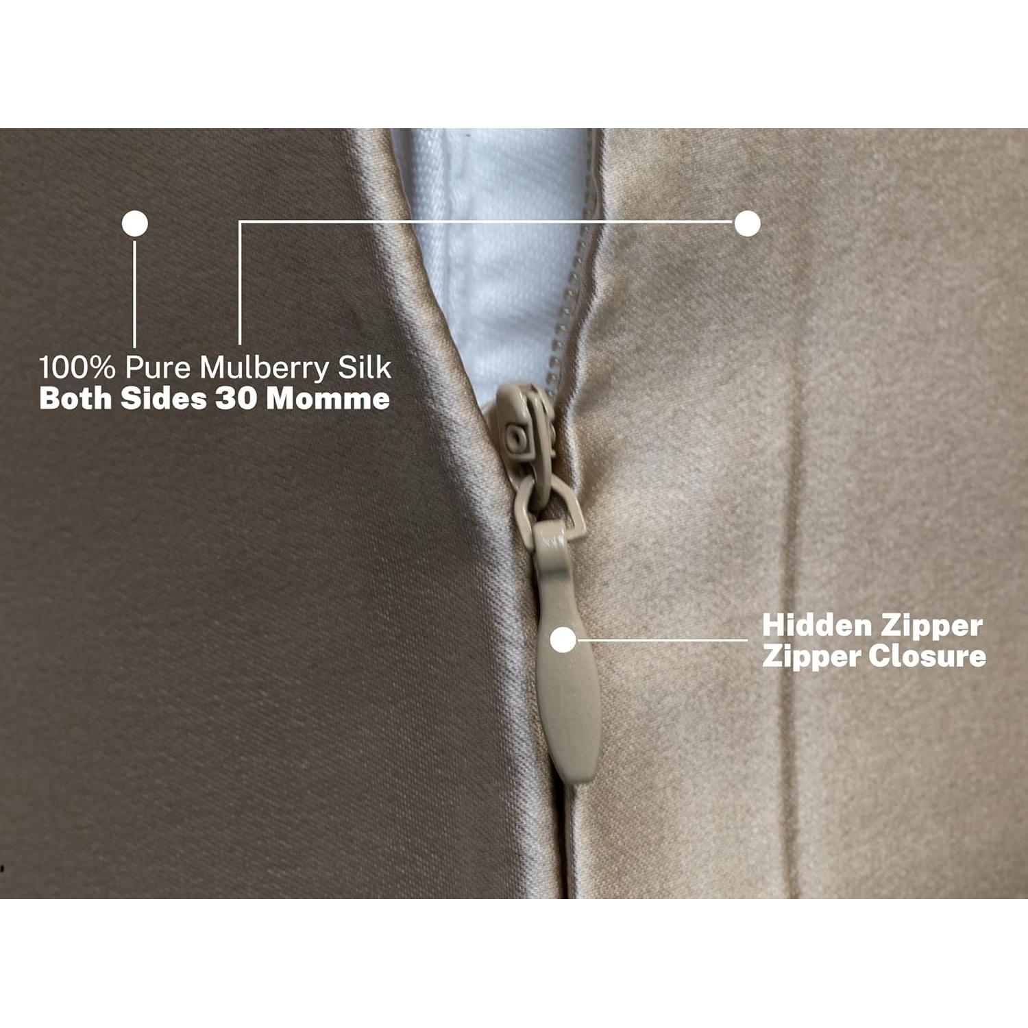 Funda de Almohada de Seda AILTIO Estándar Taupe 100% Seda