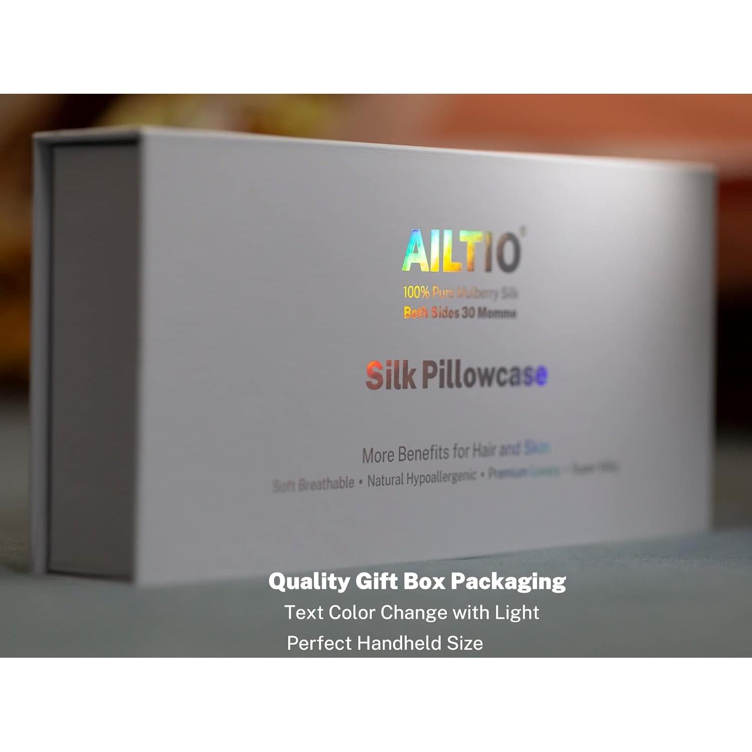 Funda de Almohada de Seda AILTIO Estándar Taupe 100% Seda