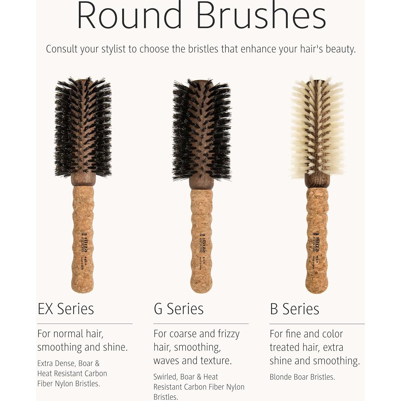 Cepillo Redondo Ibiza Hair B2 35mm Cerda Jabalí y Corcho