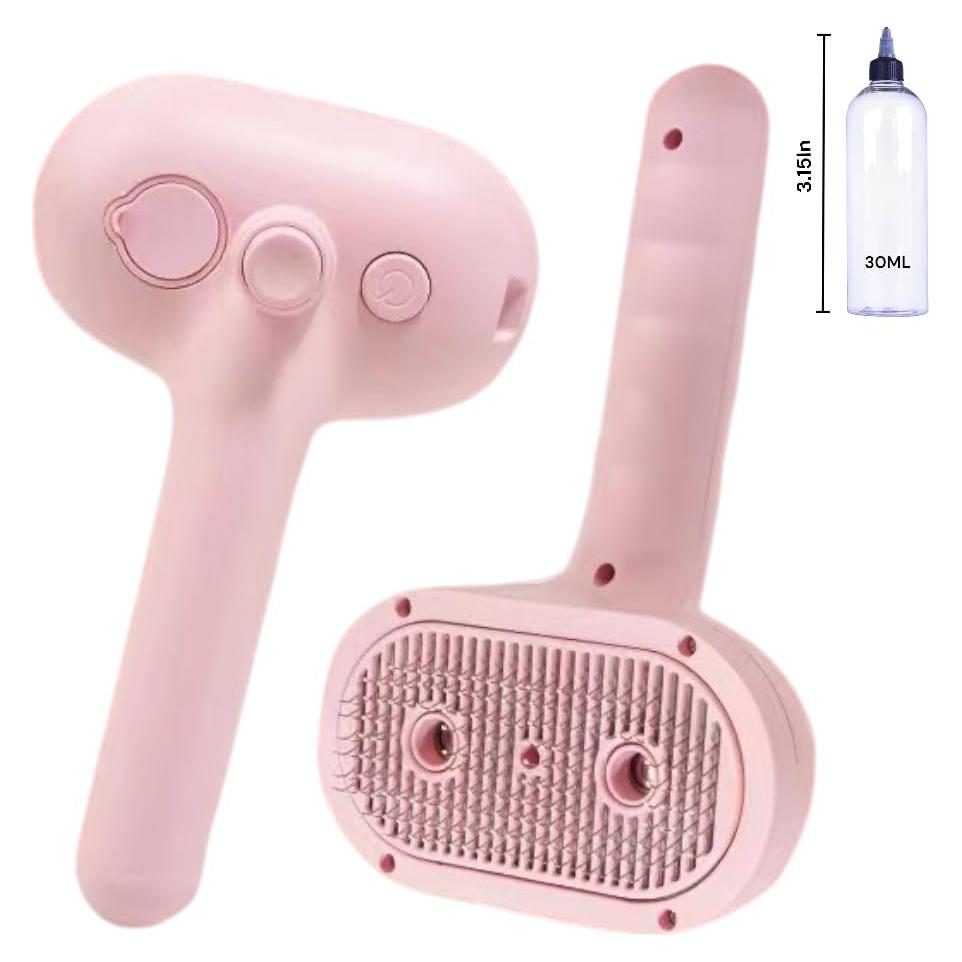 Cepillo de Vapor PawBliss para Gatos y Perros - Rosa, Autolimpieza