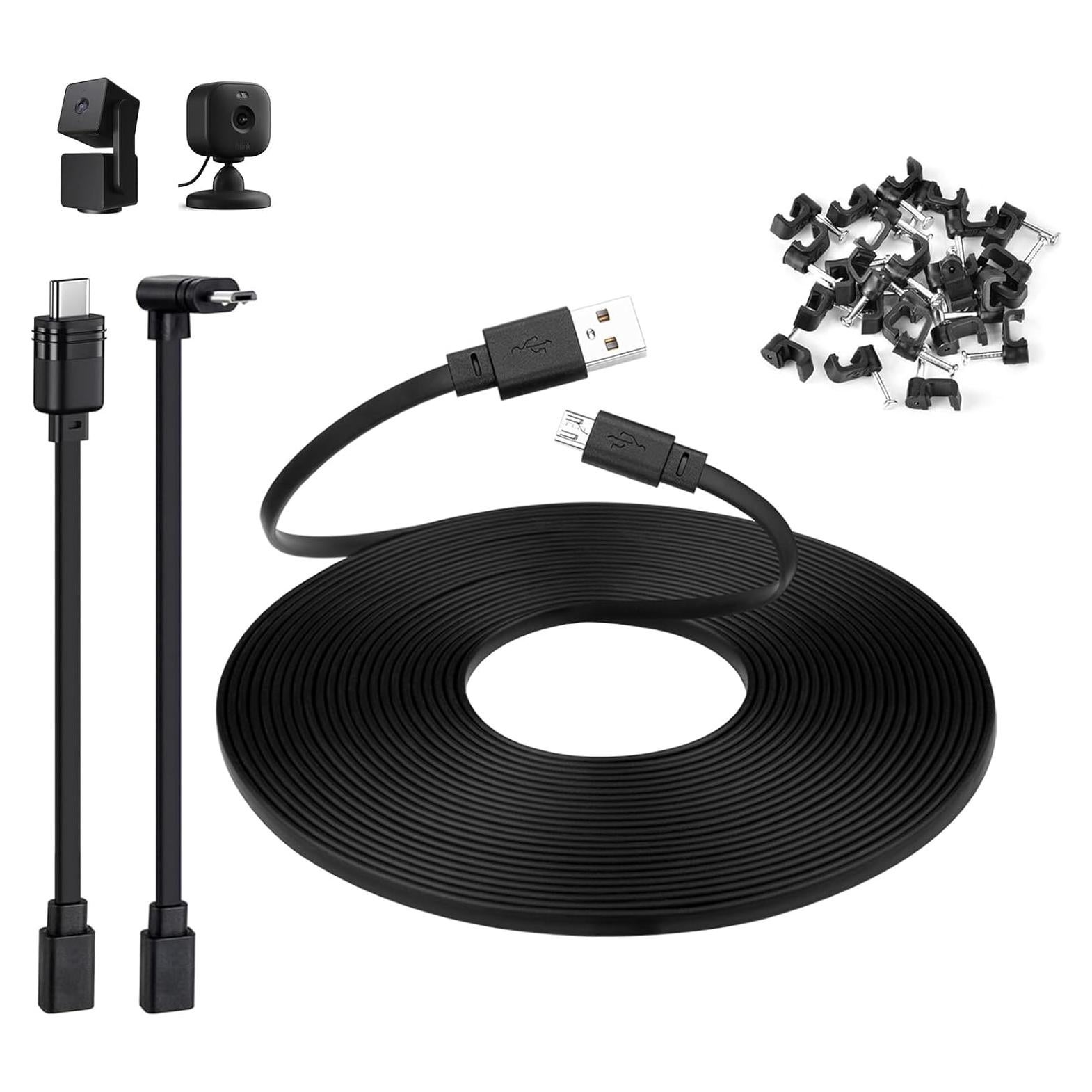 Cable de Extensión Smays 15m Micro USB y USB C Negro