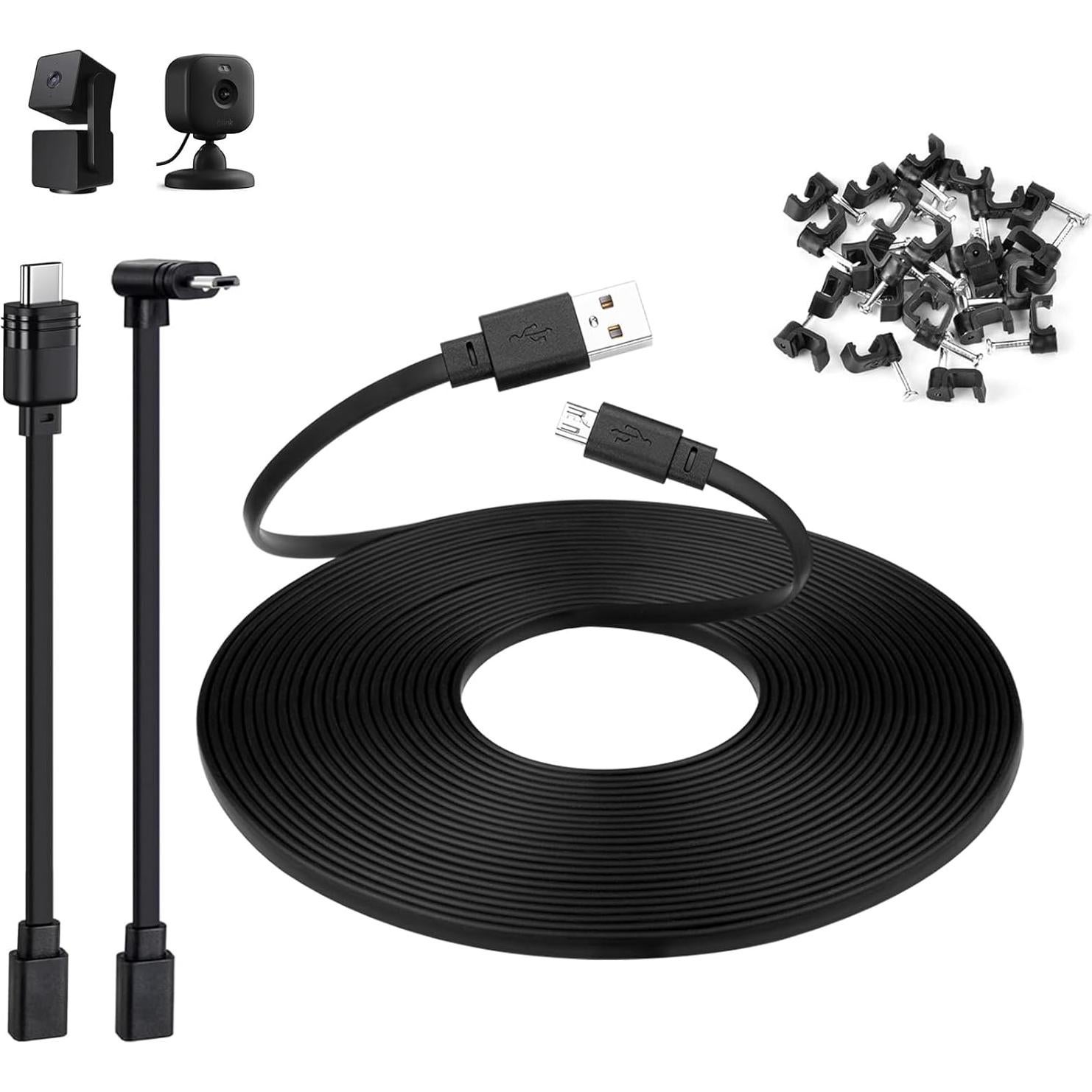 Cable de Extensión Smays 15m Micro USB y USB C Negro