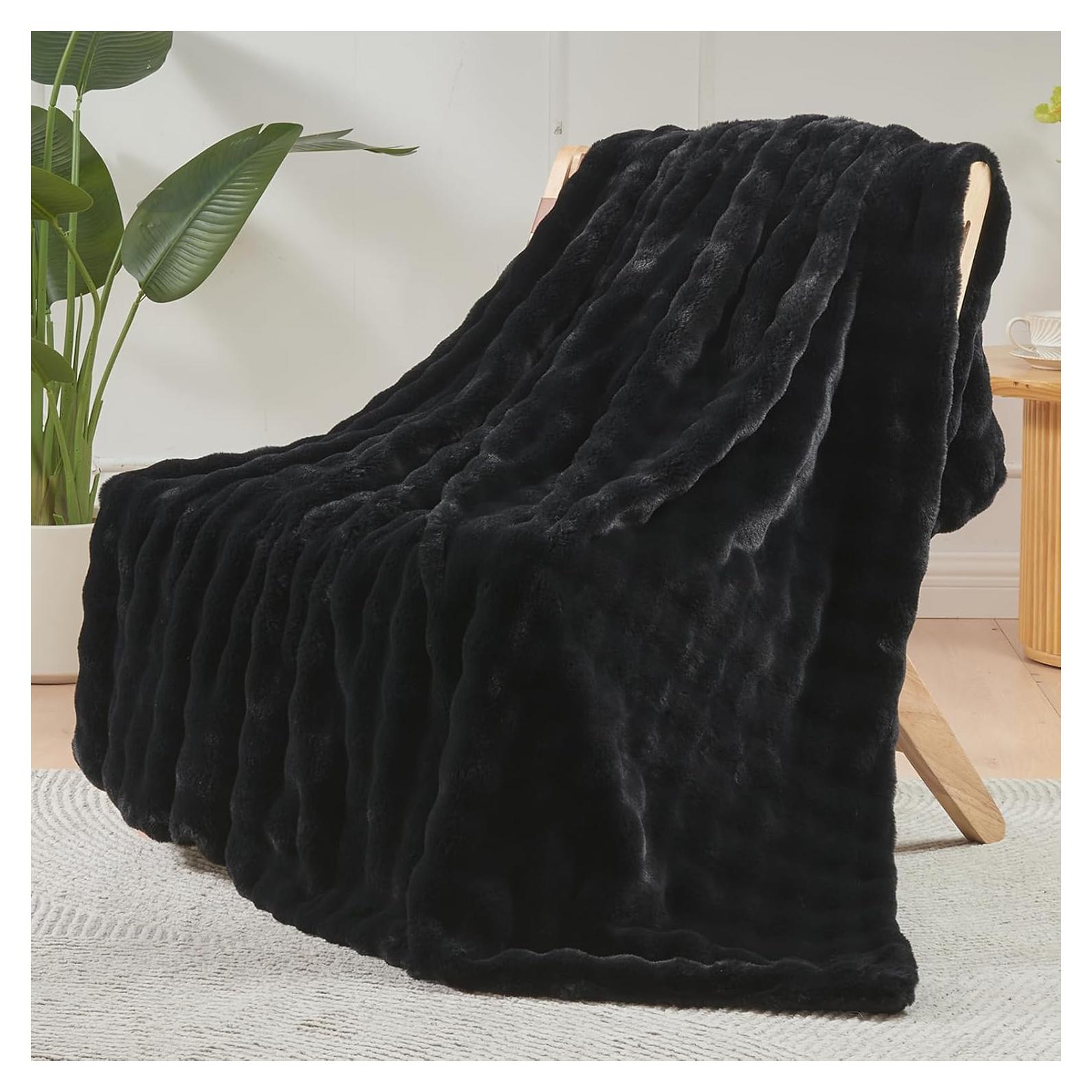 Manta Burbuja Gruesa NEWCOSPLAY Negra 127x152cm Suave y Cálida