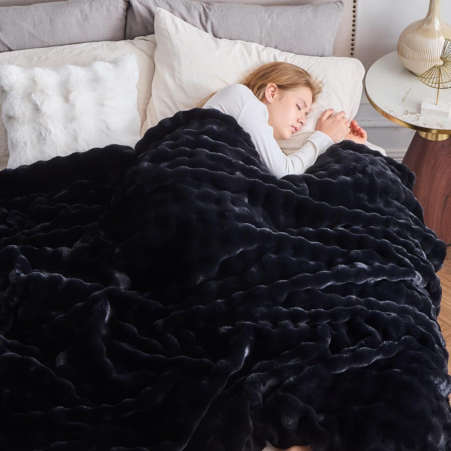 Manta Burbuja Gruesa NEWCOSPLAY Negra 127x152cm Suave y Cálida