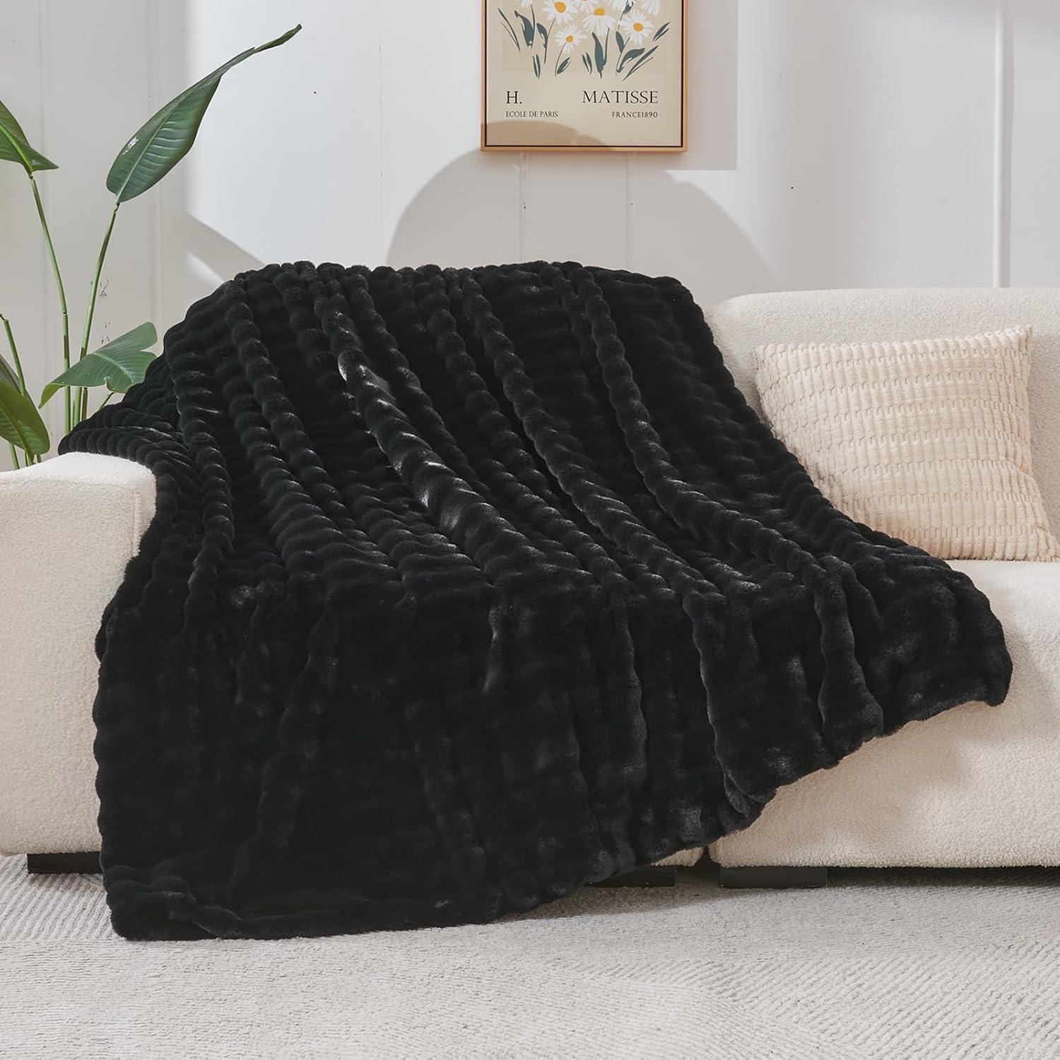 Manta Burbuja Gruesa NEWCOSPLAY Negra 127x152cm Suave y Cálida