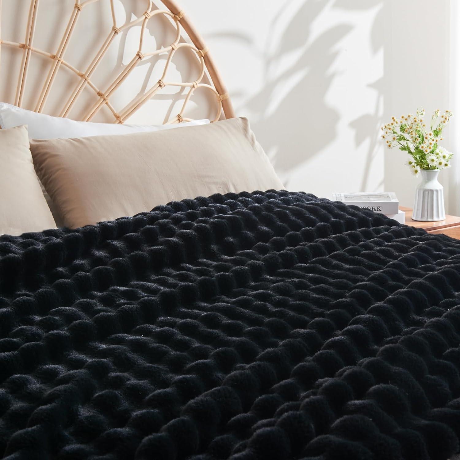 Manta Burbuja Gruesa NEWCOSPLAY Negra 127x152cm Suave y Cálida