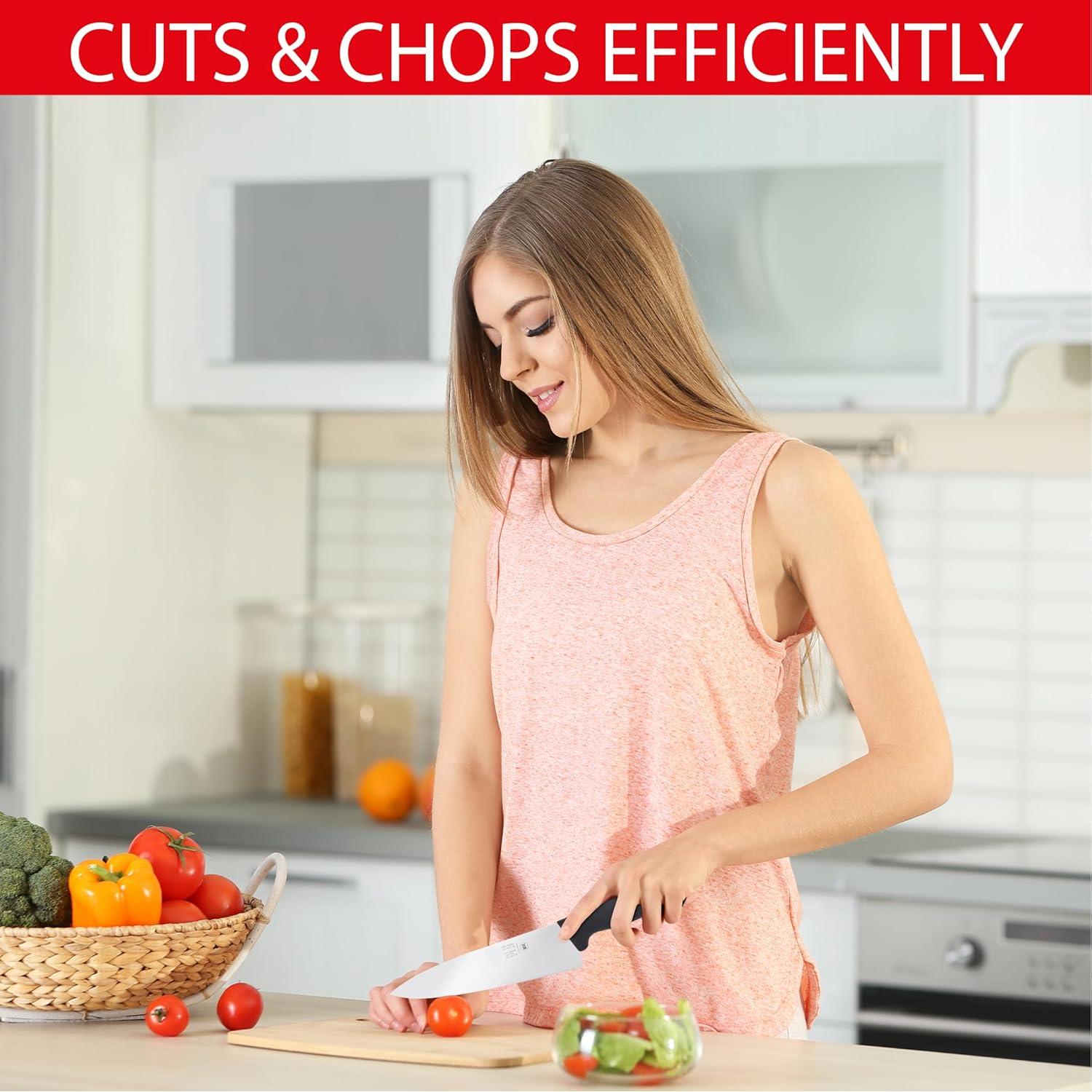 Cuchillo de Chef ICEL 20 cm Acero Inoxidable Mango Negro