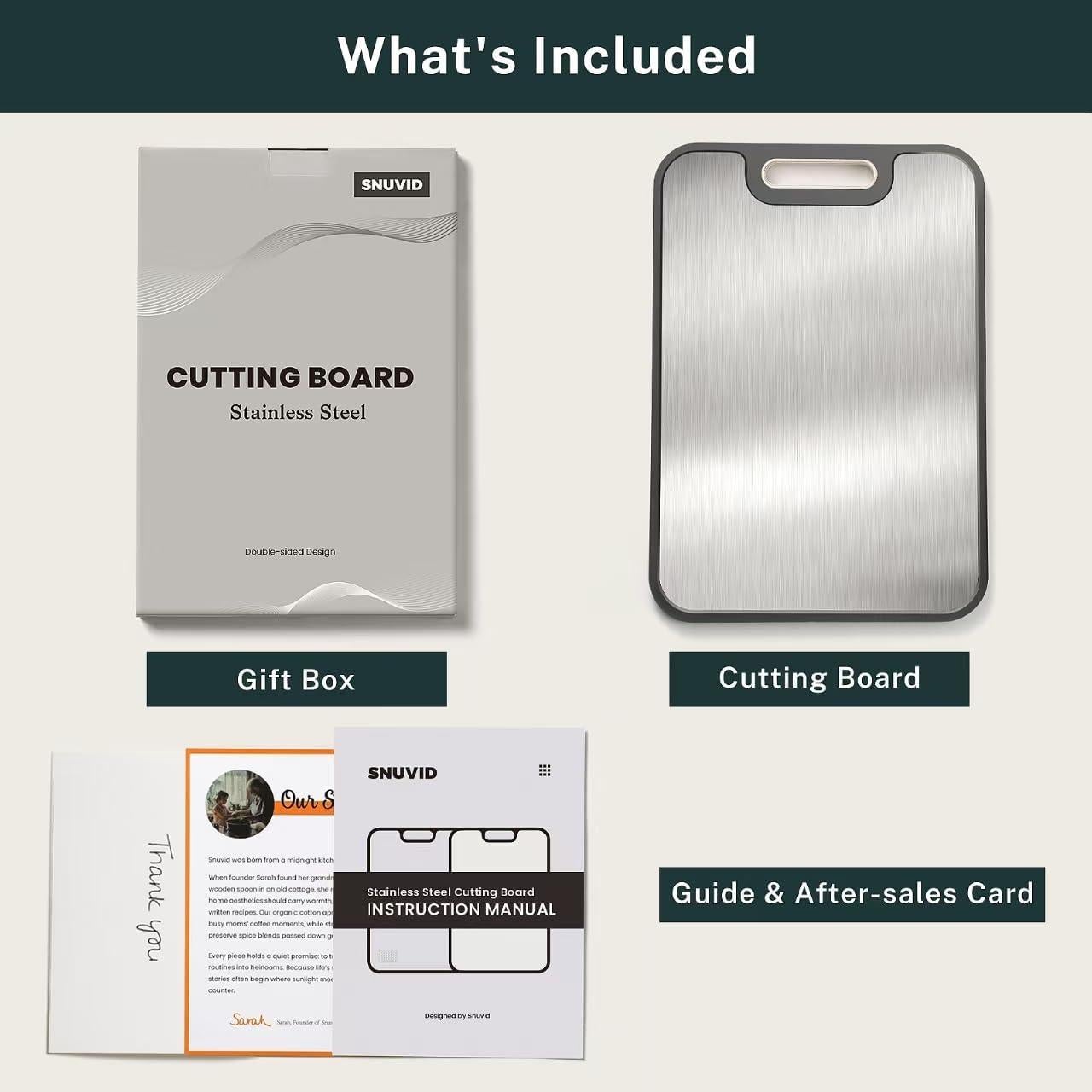 Tabla de Cortar Doble Cara Snuvid Acero Inoxidable 40.6x27.9cm