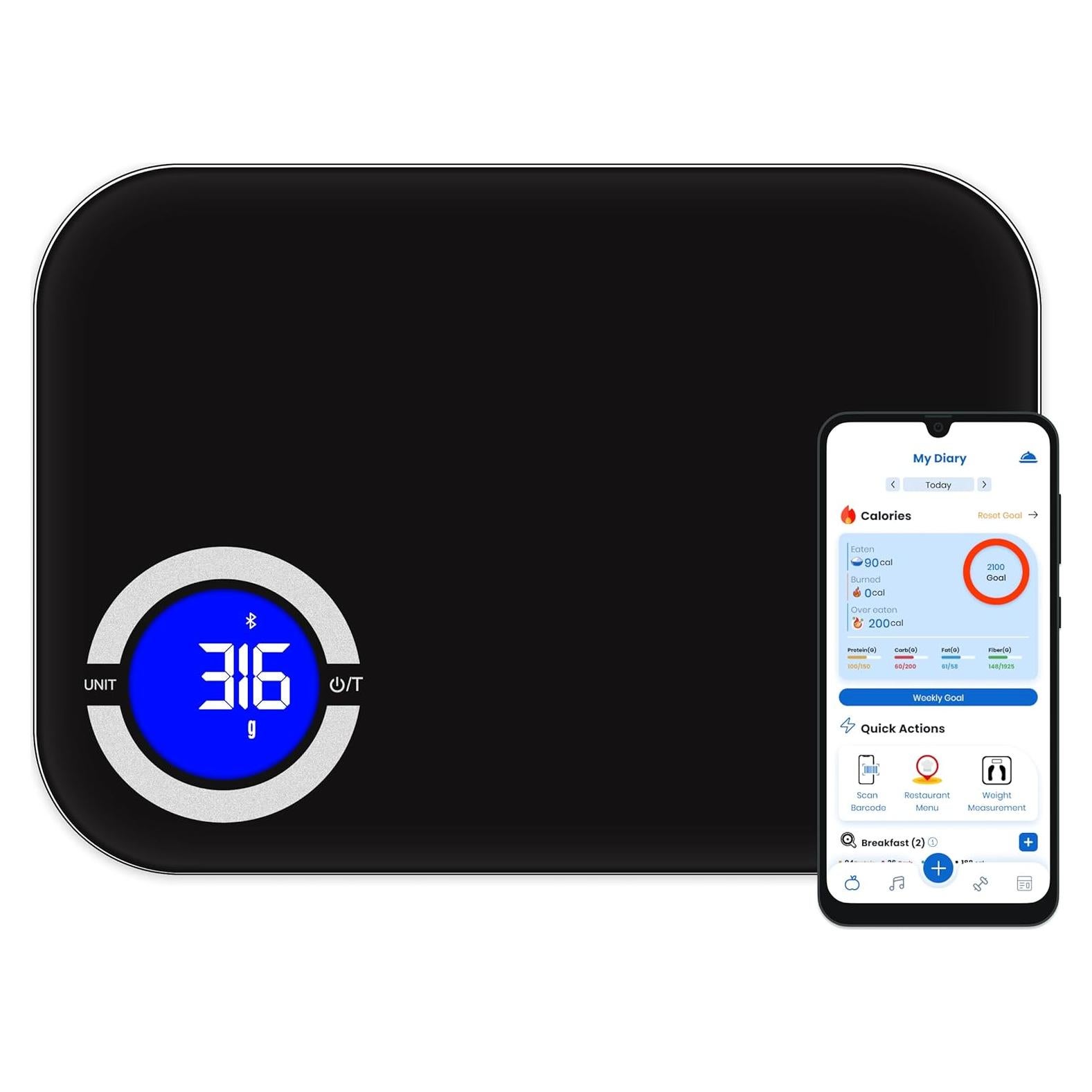 Báscula de Cocina Inteligente NextLevel Fit - Digital 1g, Bluetooth