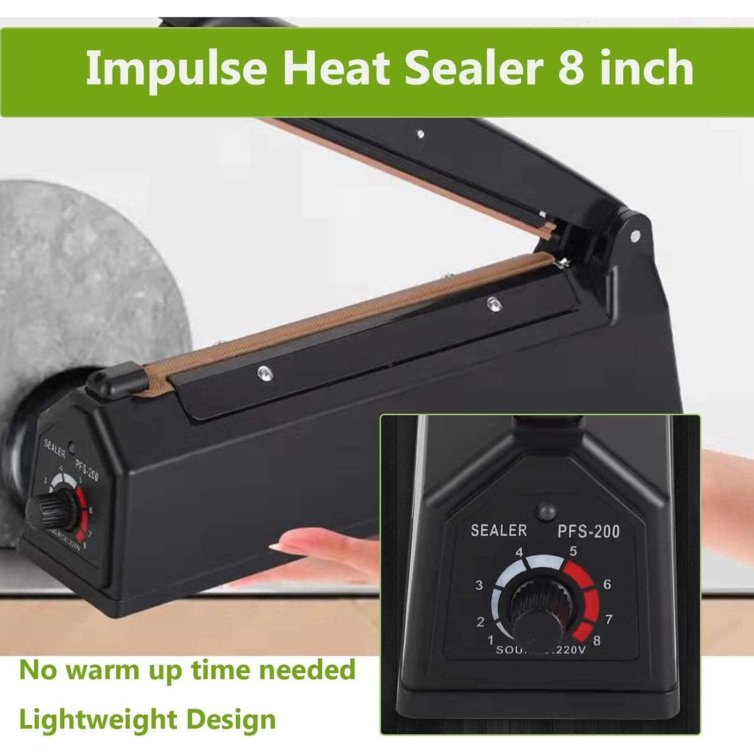 Sellador de Calor Manual WINTOWIN 20 cm para Bolsas PE PP