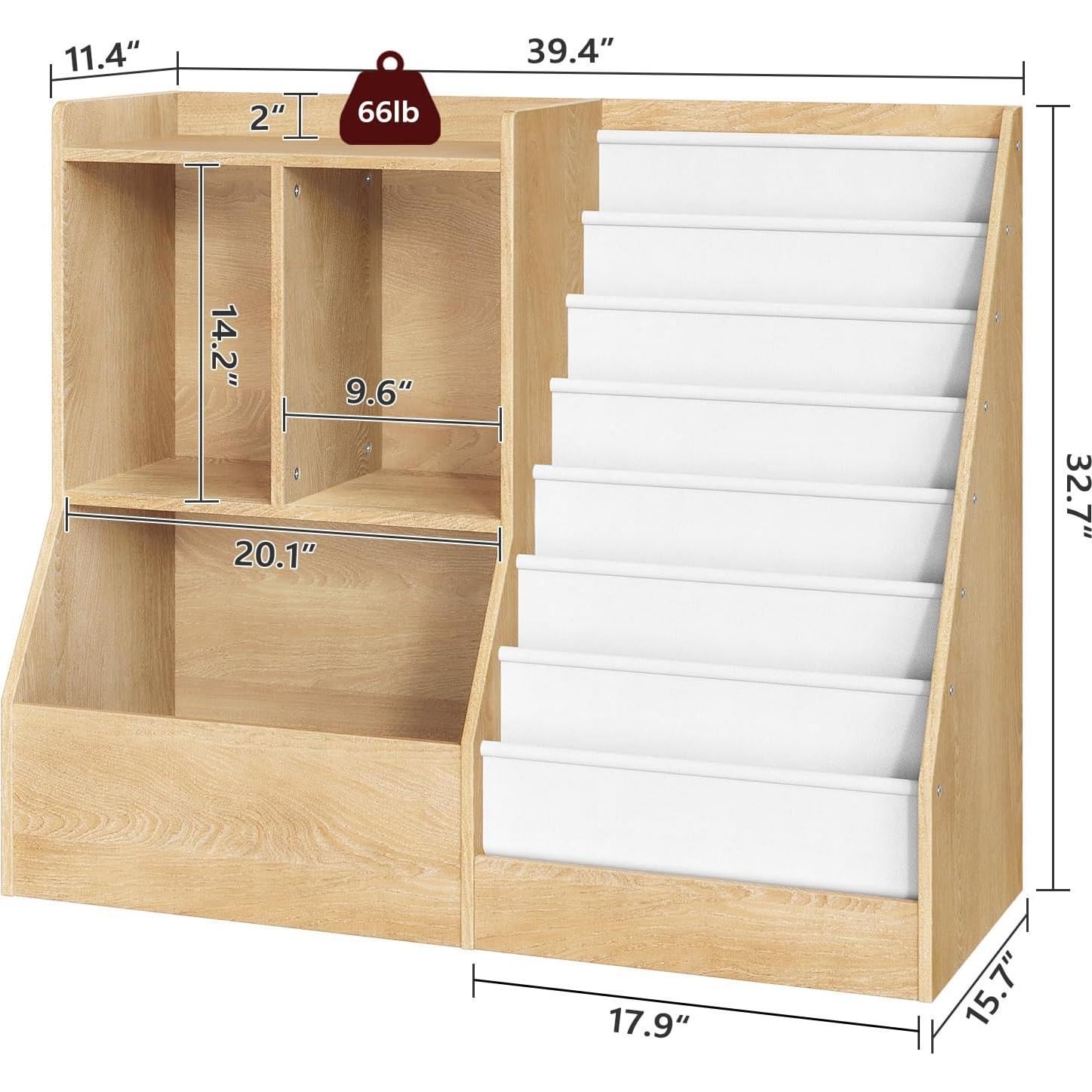 Estantería para Niños MAHANCRIS 7 Estantes Natural 100.6x39.9x82.6cm