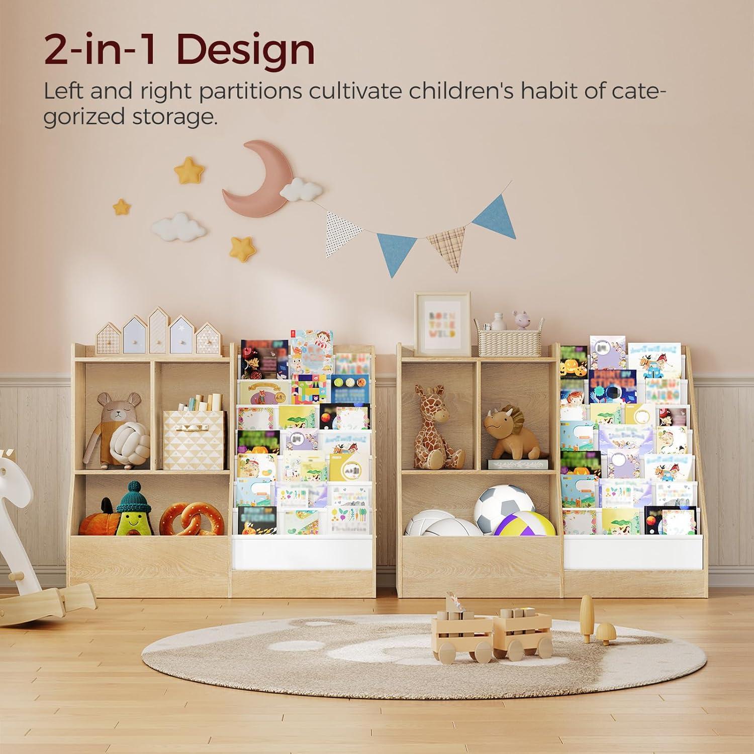 Estantería para Niños MAHANCRIS 7 Estantes Natural 100.6x39.9x82.6cm