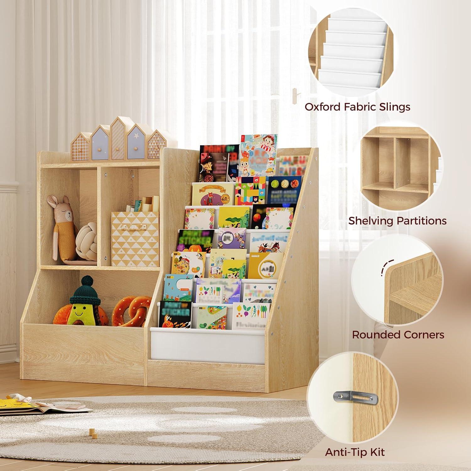 Estantería para Niños MAHANCRIS 7 Estantes Natural 100.6x39.9x82.6cm