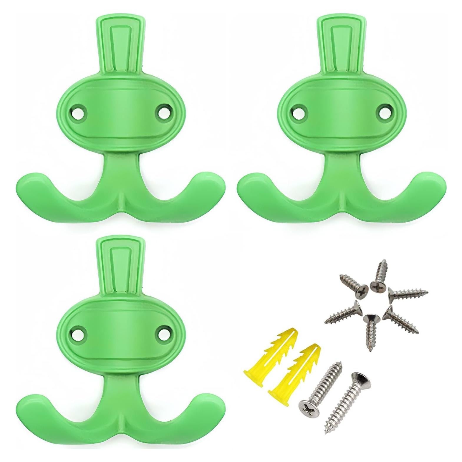Gancho de Abrigo Metálico ImyHok Verde - Paquete de 3, Soporta 10 kg