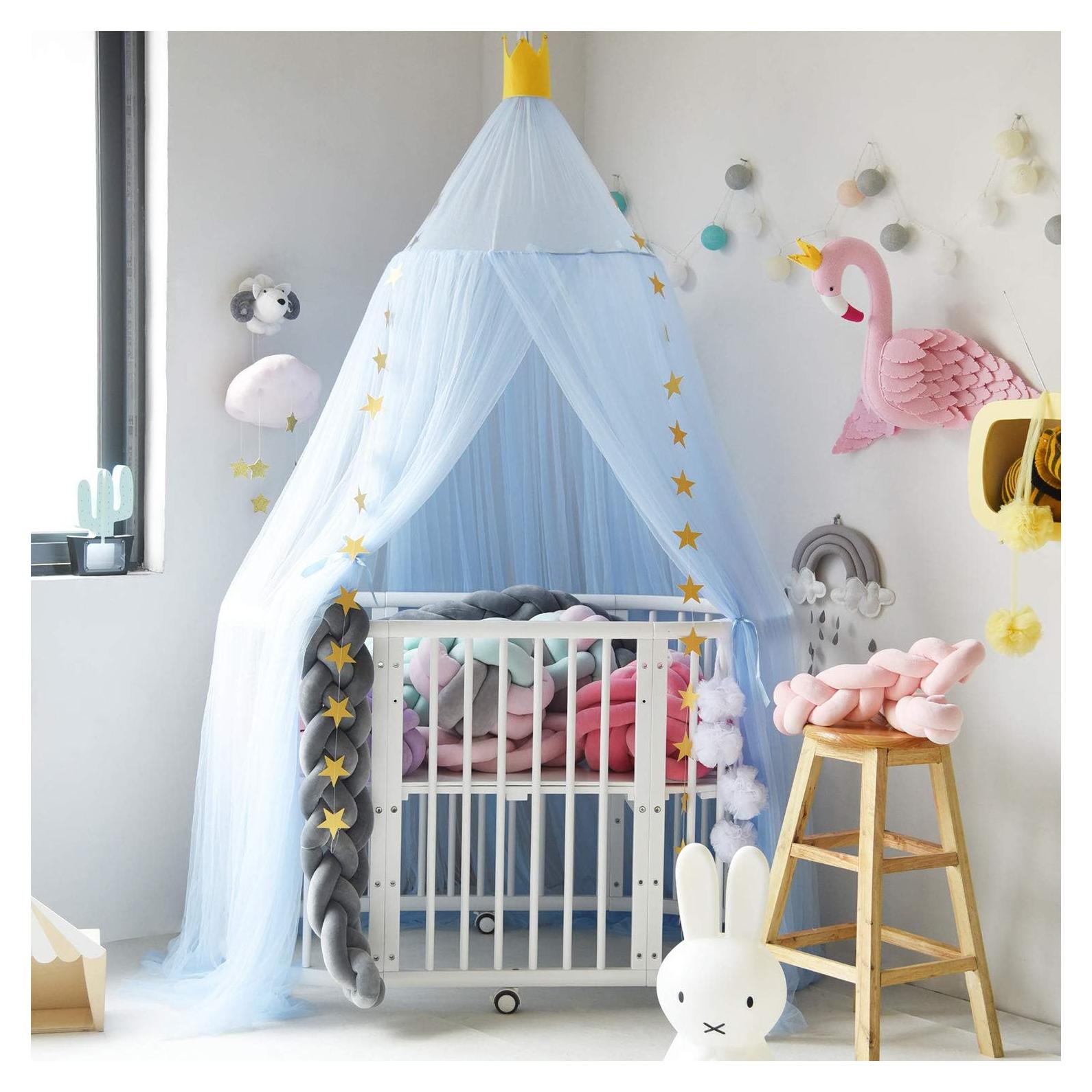 Dosel de Cama Redondo Jolitac para Niñas Azul 2.4m