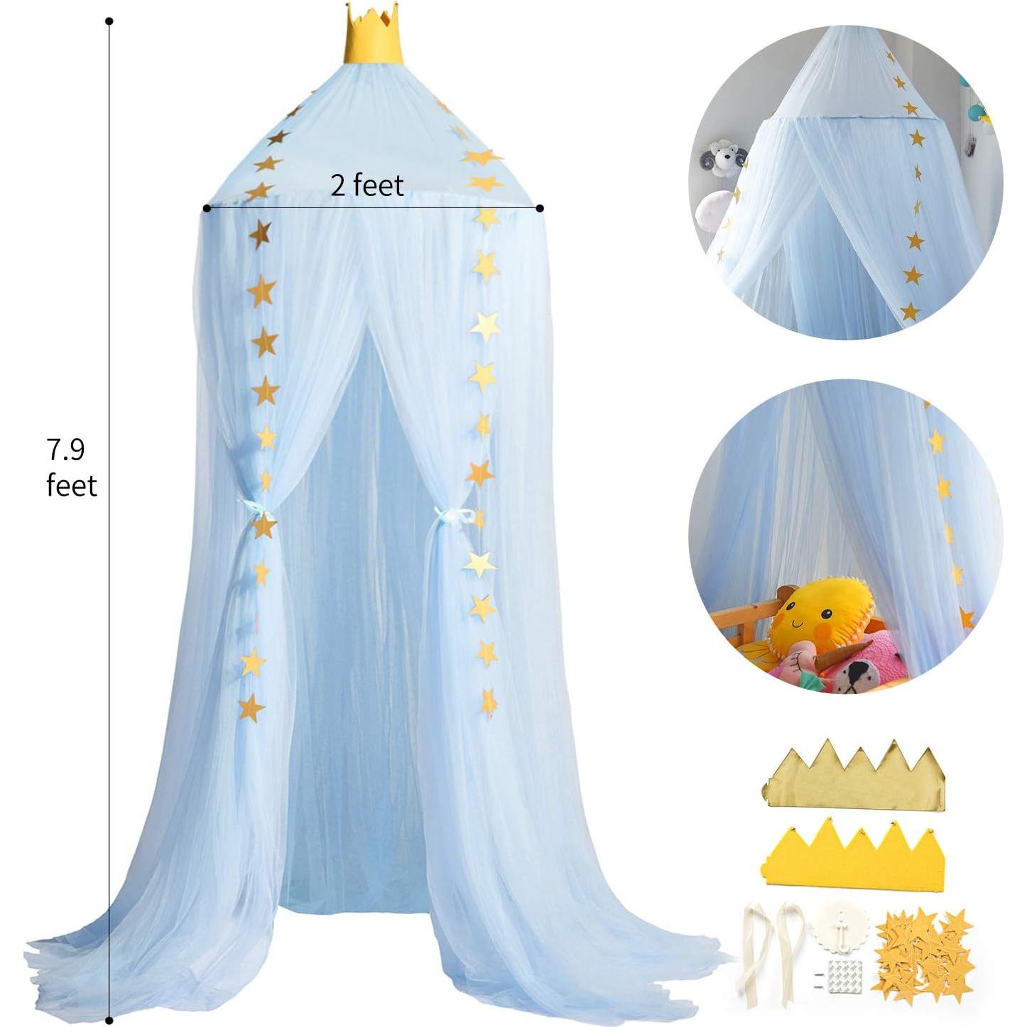 Dosel de Cama Redondo Jolitac para Niñas Azul 2.4m