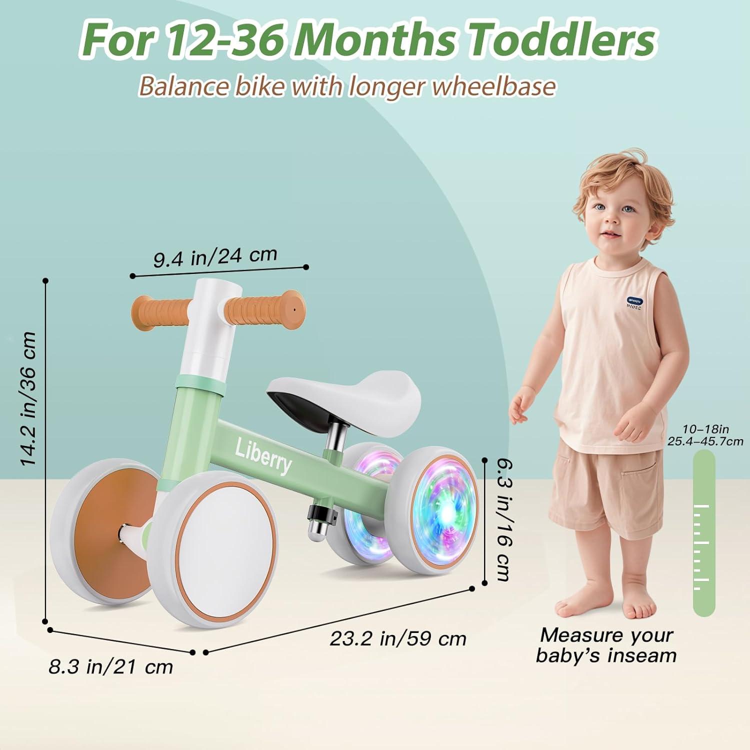 Bicicleta de Equilibrio Liberry Verde para Niños 1-3 Años