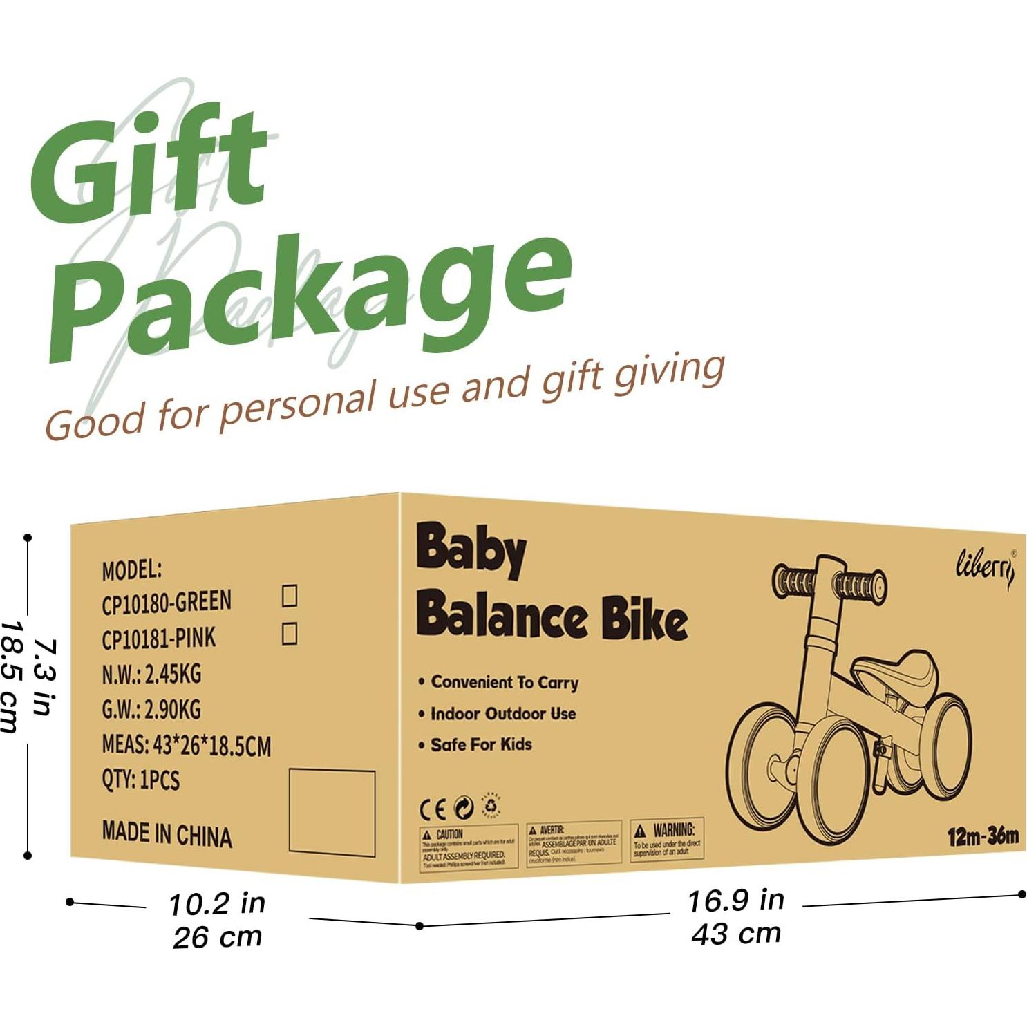 Bicicleta de Equilibrio Liberry Verde para Niños 1-3 Años