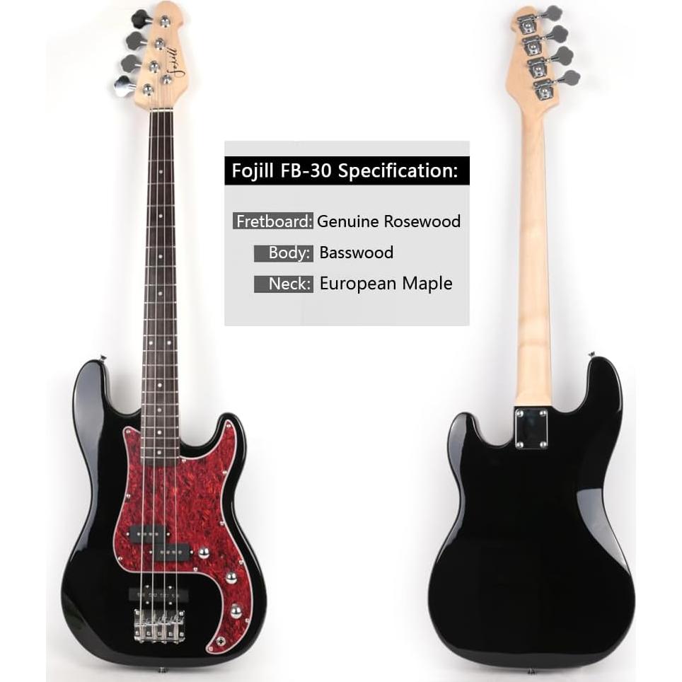 Guitarra Bajo Eléctrica Fojill 4 Cuerdas Completo con Amplificador 10W