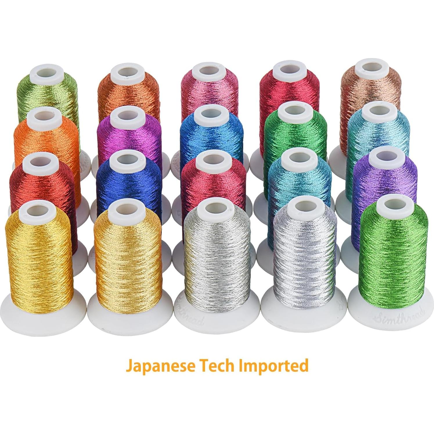 Kit de Hilo de Bordado Metálico Simthread 20 Colores 500M