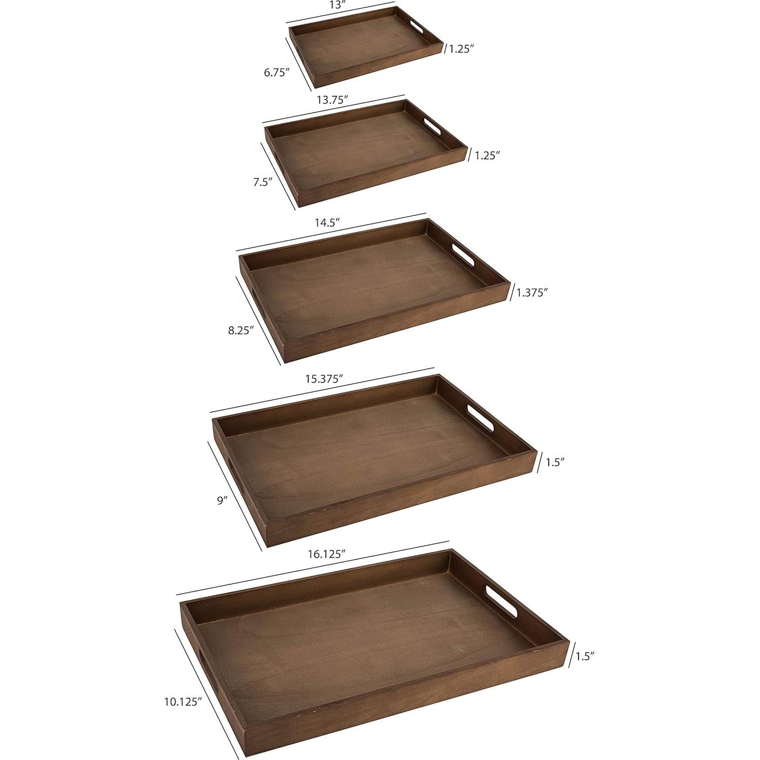 Juego de 5 Bandejas de Madera Oscura Hammont para Servir