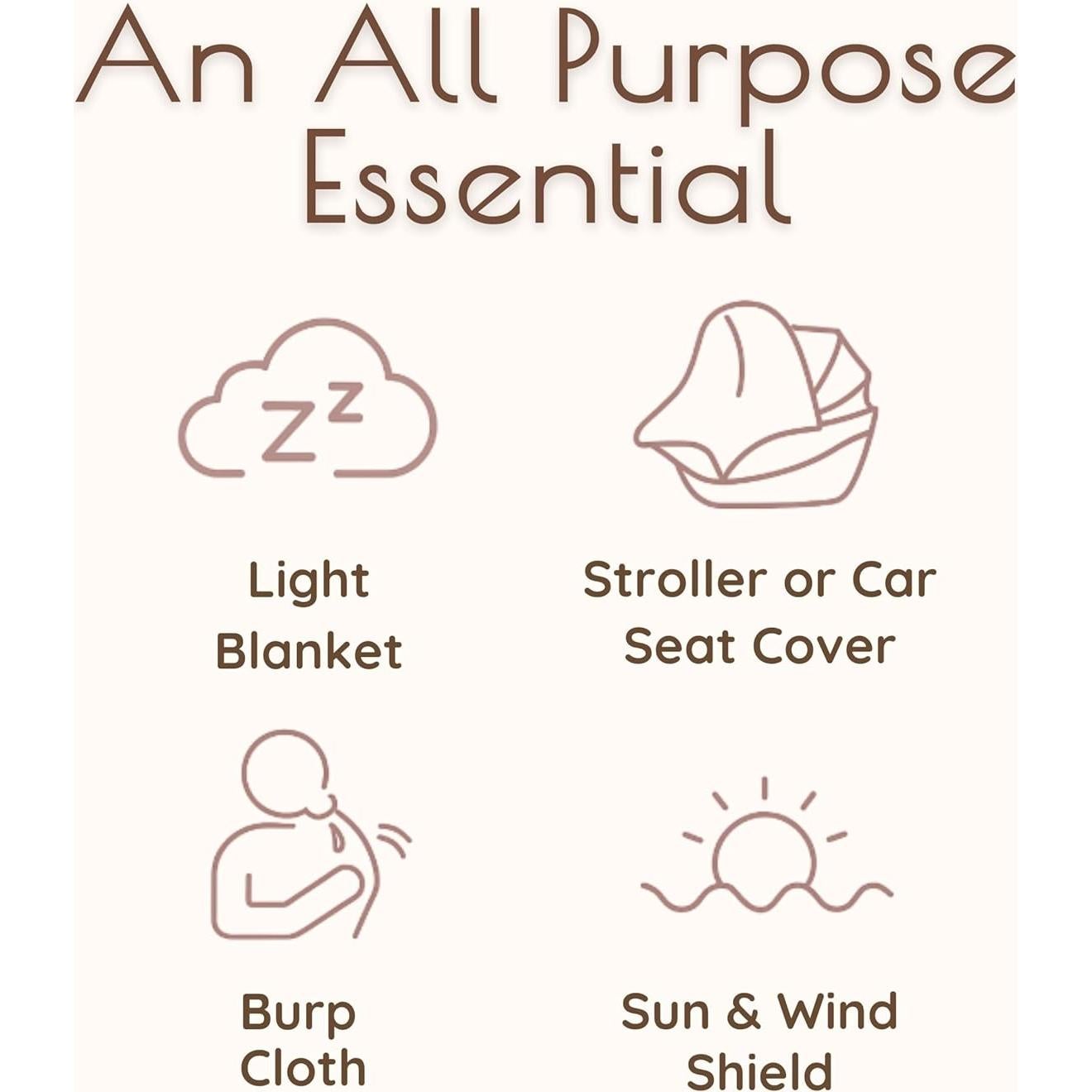 Cubierta de Lactancia Muselina 100% Algodón Beige Neutral 101.6x71.1cm