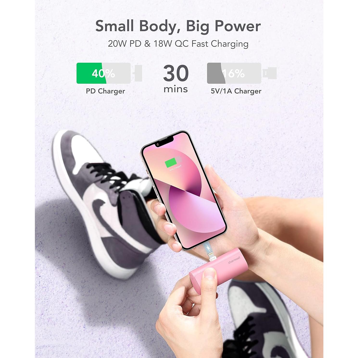 Cargador Portátil Charmast 5000mAh Carga Rápida 20W Rosa