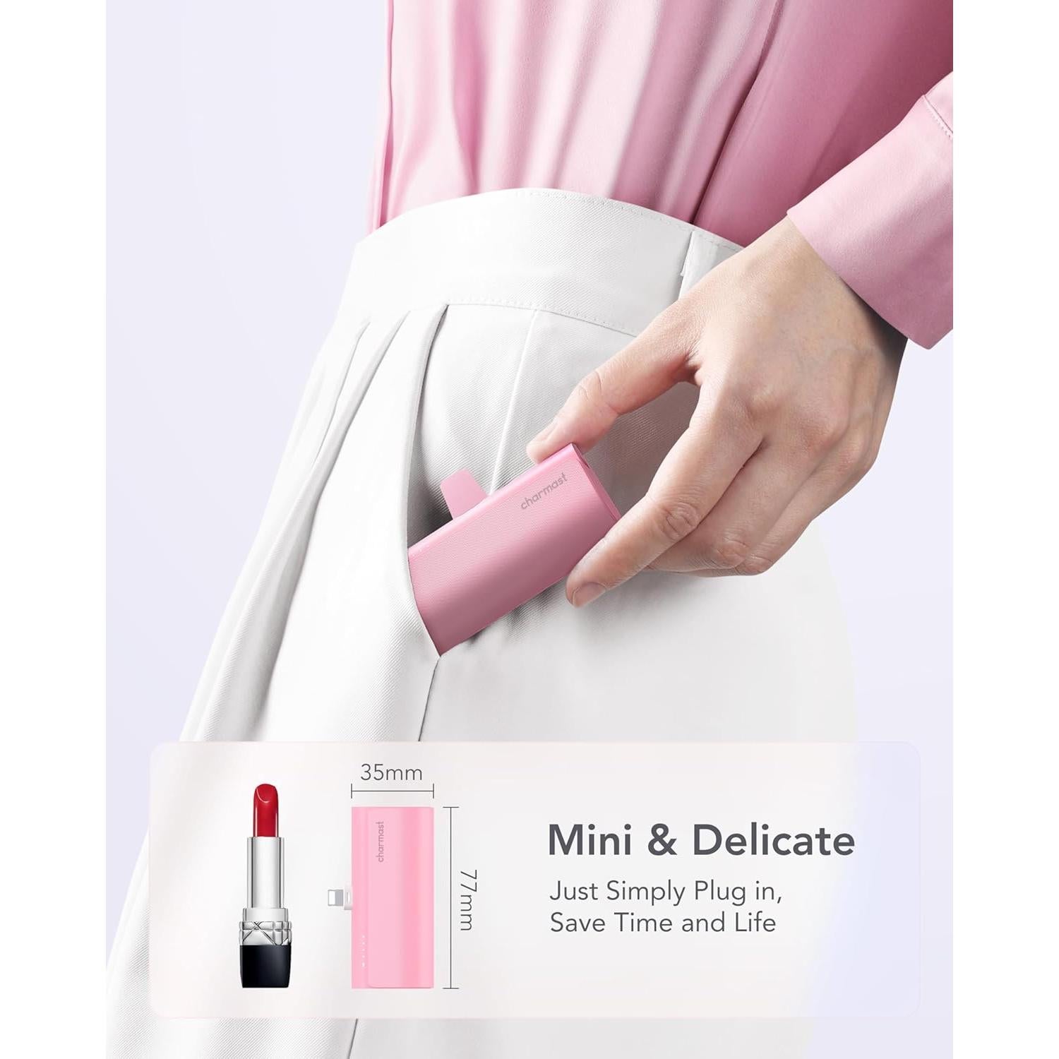 Cargador Portátil Charmast 5000mAh Carga Rápida 20W Rosa