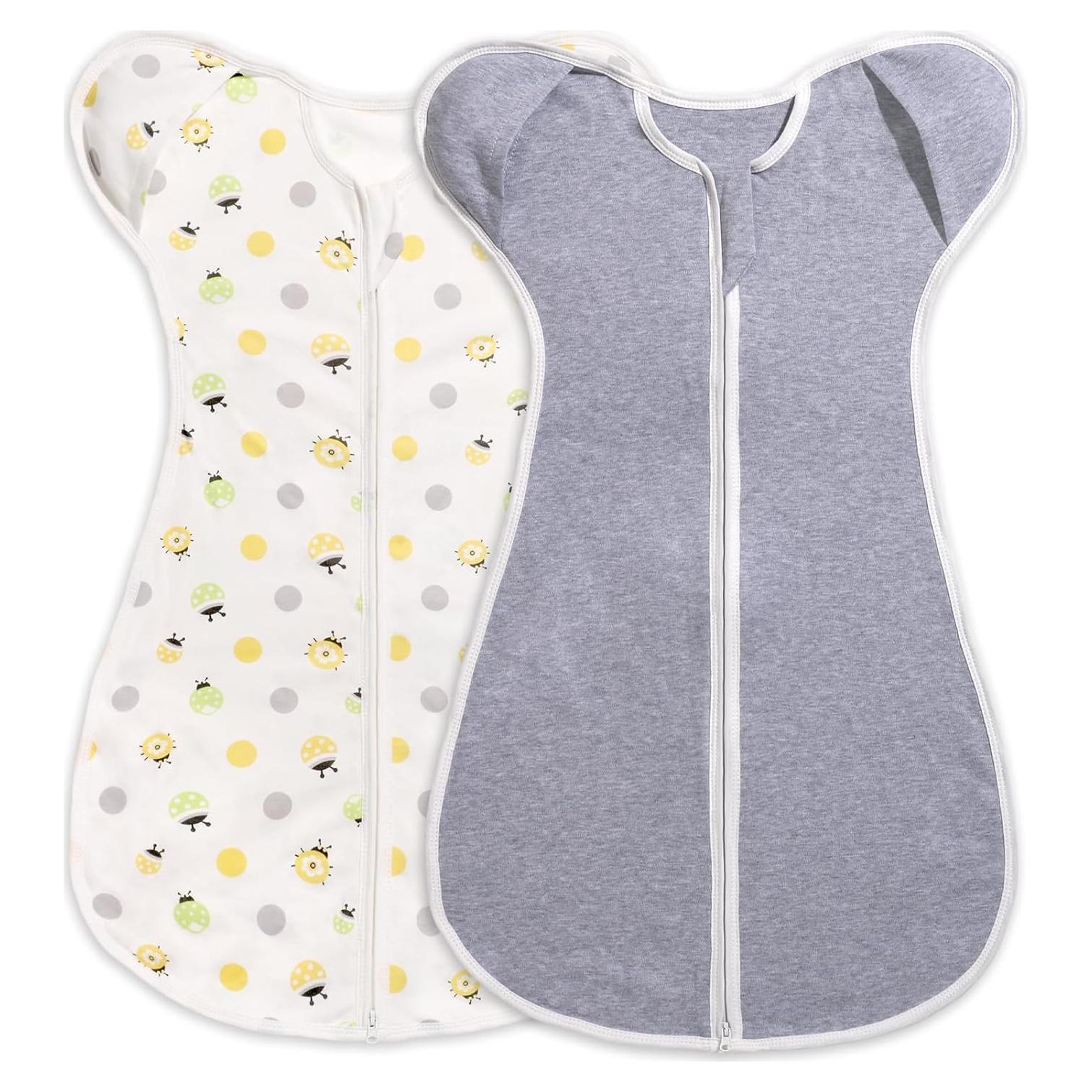 Saco de Sueño Swaddle 2-Pack 100% Algodón para Bebés 0-3 Meses