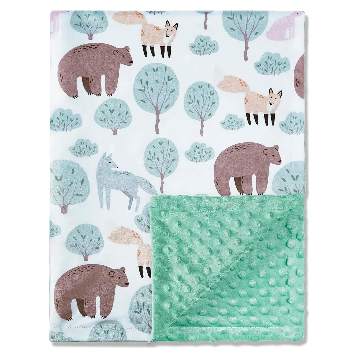 Manta para Bebés QSTEHEML Oso 76x102cm Doble Capa Suave